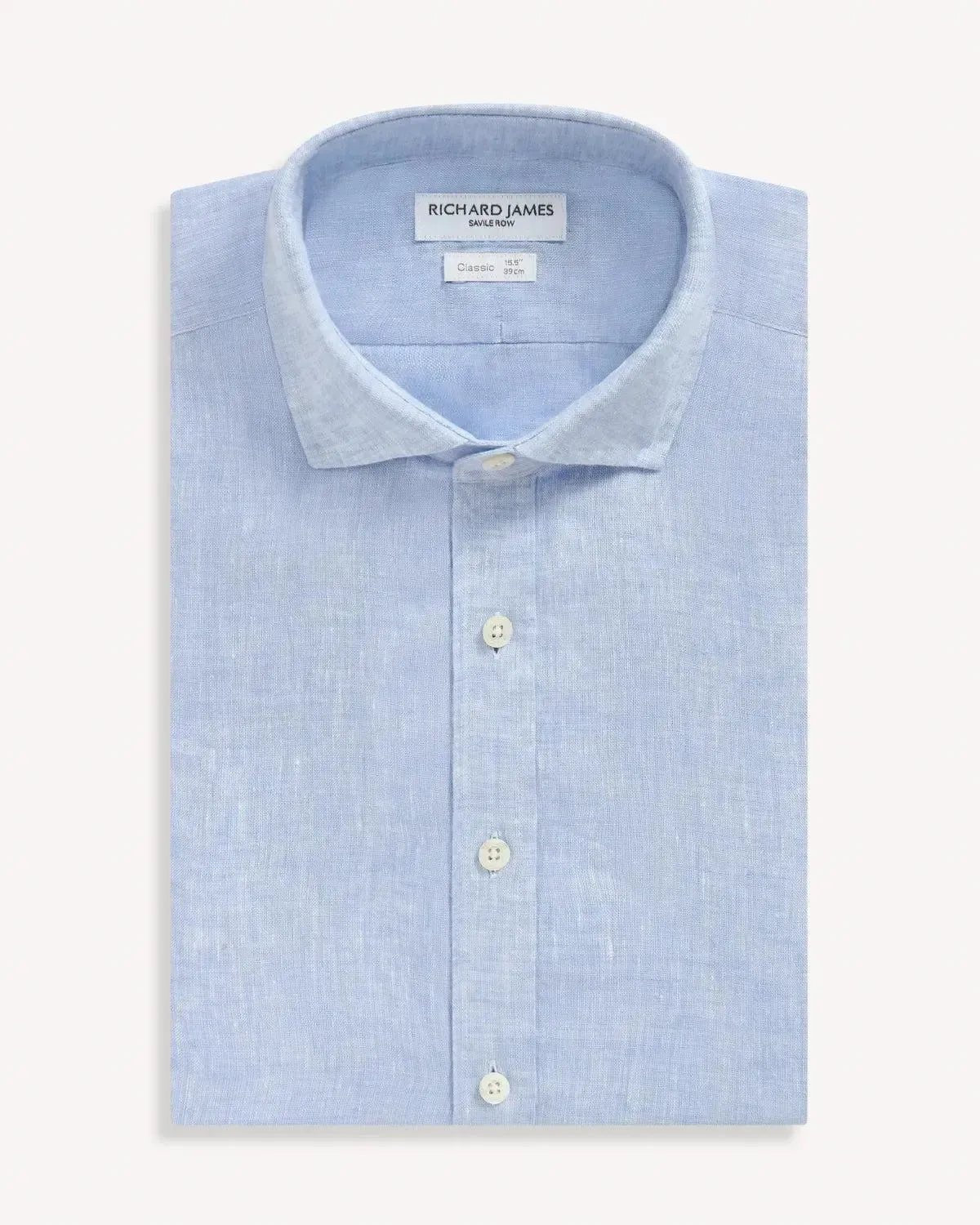 Richard James Classic Sky Linen Shirt - Savile Row Formalwear Outlet - Malford of London