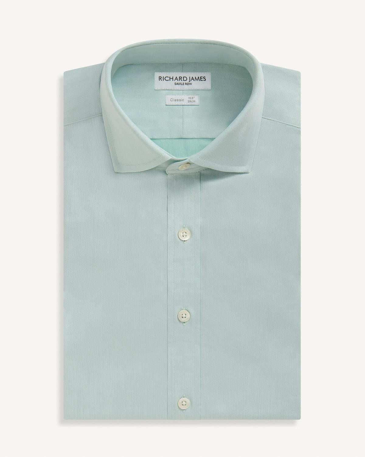 Richard James Classic Twill Shirt in Sage Green-MALFORD OF LONDON SAVILE ROW MENSWEAR OUTLET