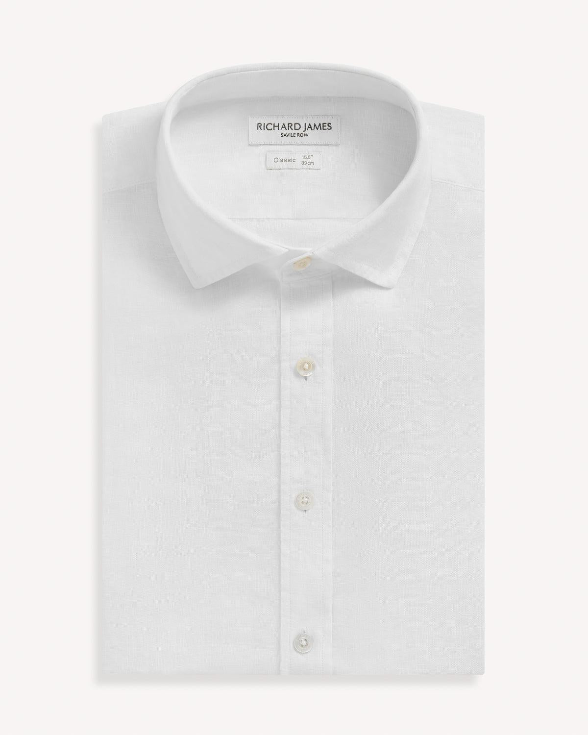 Richard James Classic White Linen Shirt-MALFORD OF LONDON SAVILE ROW MENSWEAR OUTLET