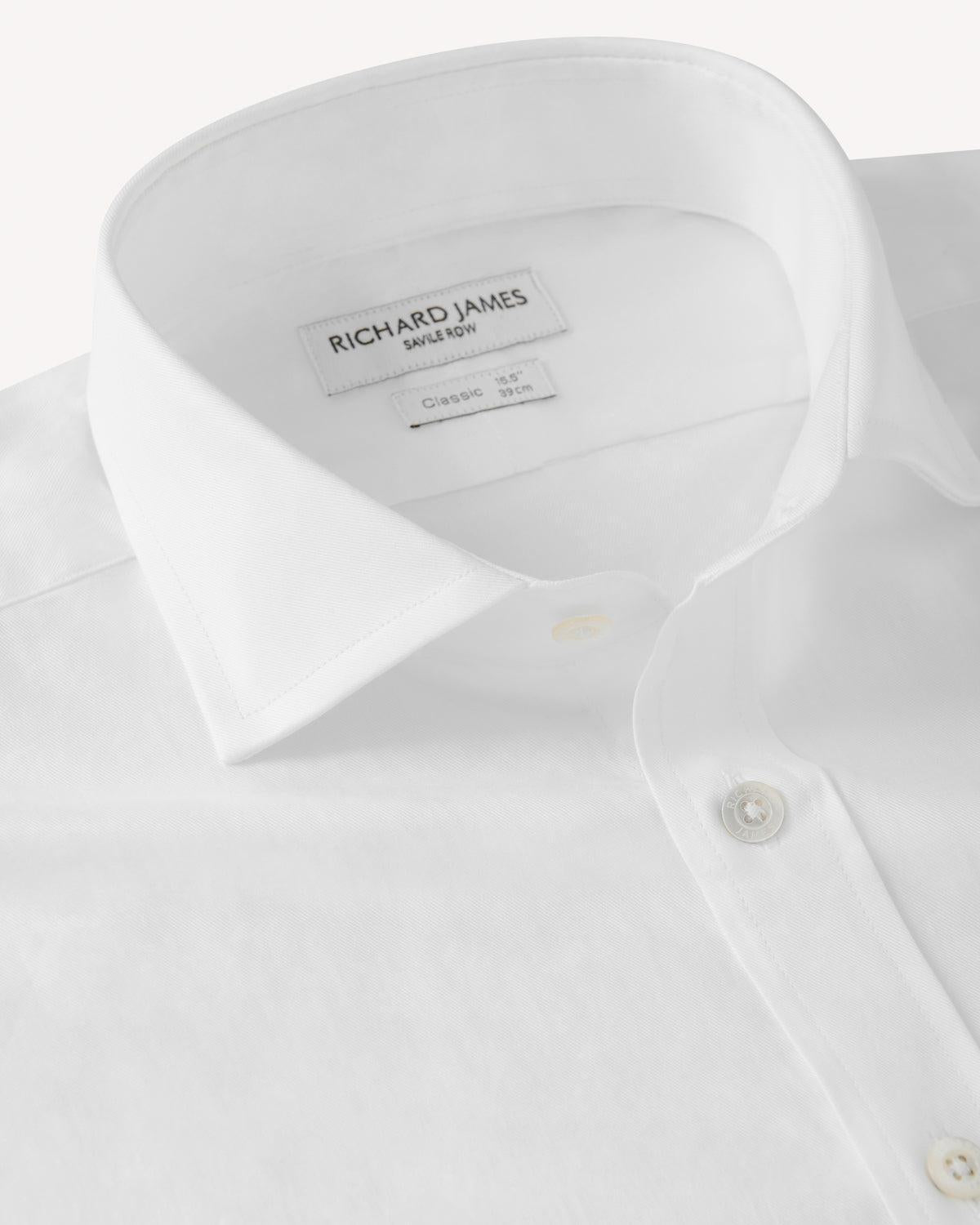 Richard James Classic White Twill Shirt-MALFORD OF LONDON SAVILE ROW MENSWEAR OUTLET
