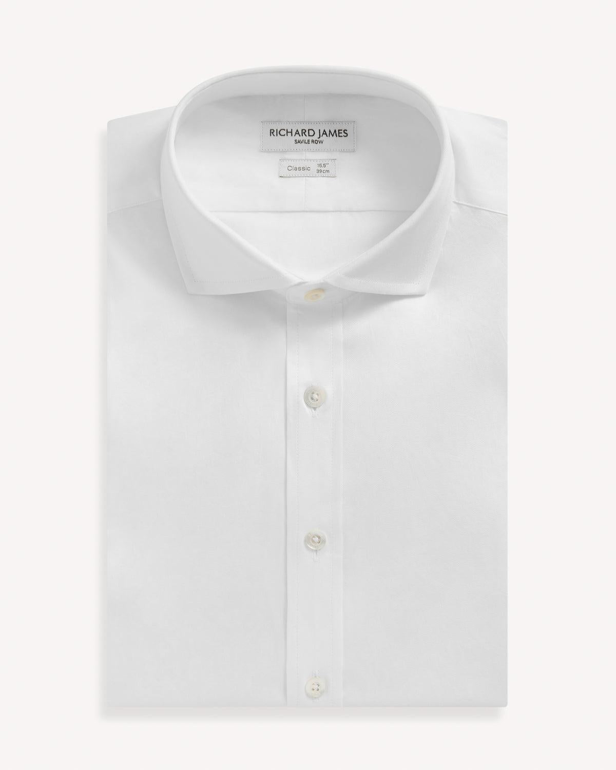 Richard James Classic White Twill Shirt-MALFORD OF LONDON SAVILE ROW MENSWEAR OUTLET