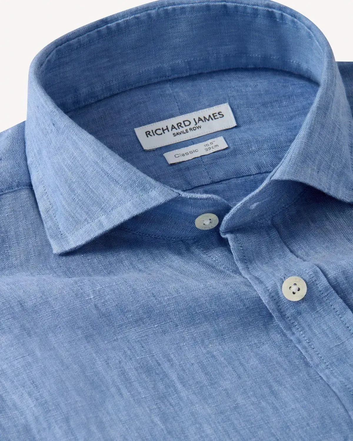 Richard James Denim Linen Shirt-MALFORD OF LONDON SAVILE ROW MENSWEAR OUTLET