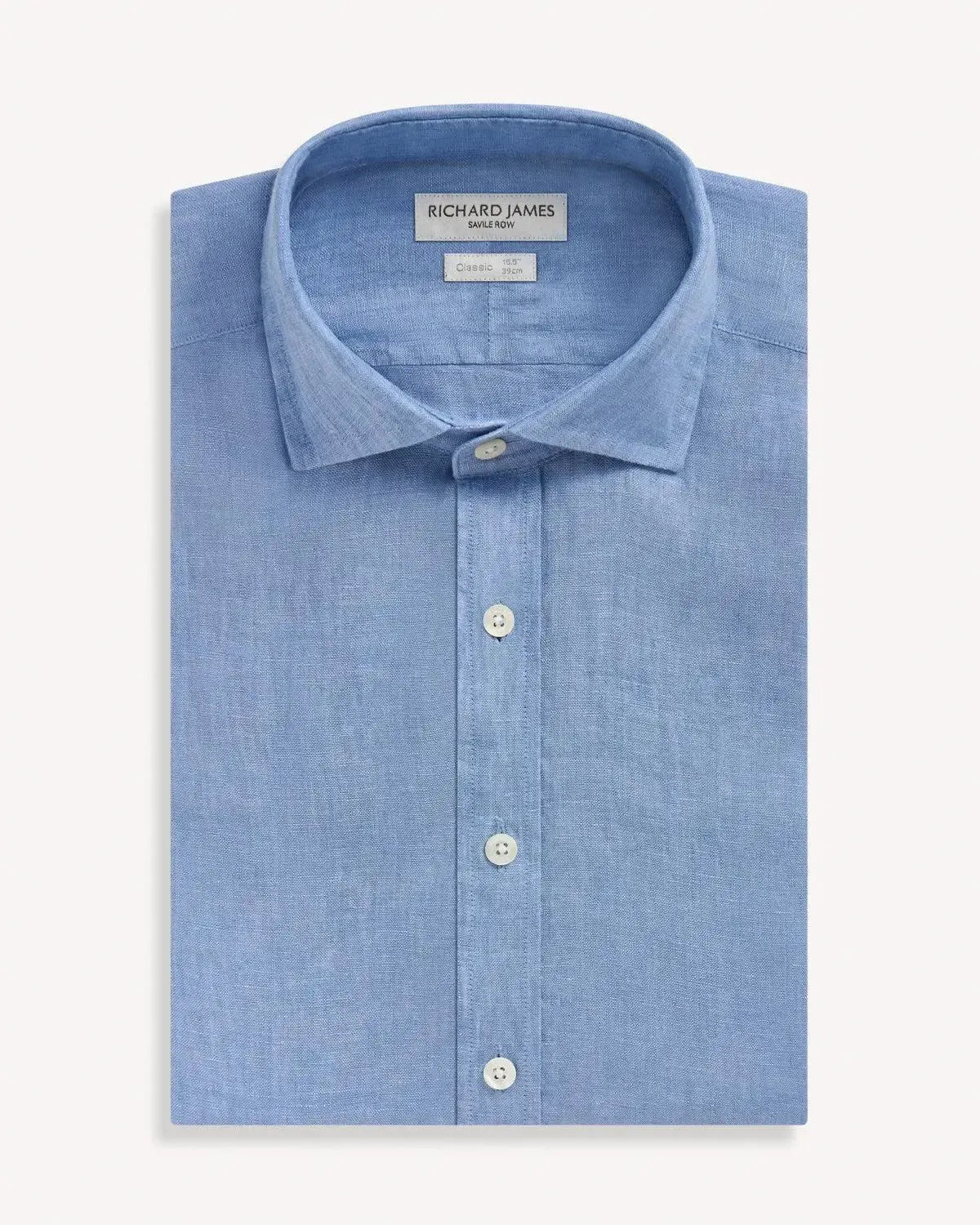 Richard James Denim Linen Shirt-MALFORD OF LONDON SAVILE ROW MENSWEAR OUTLET