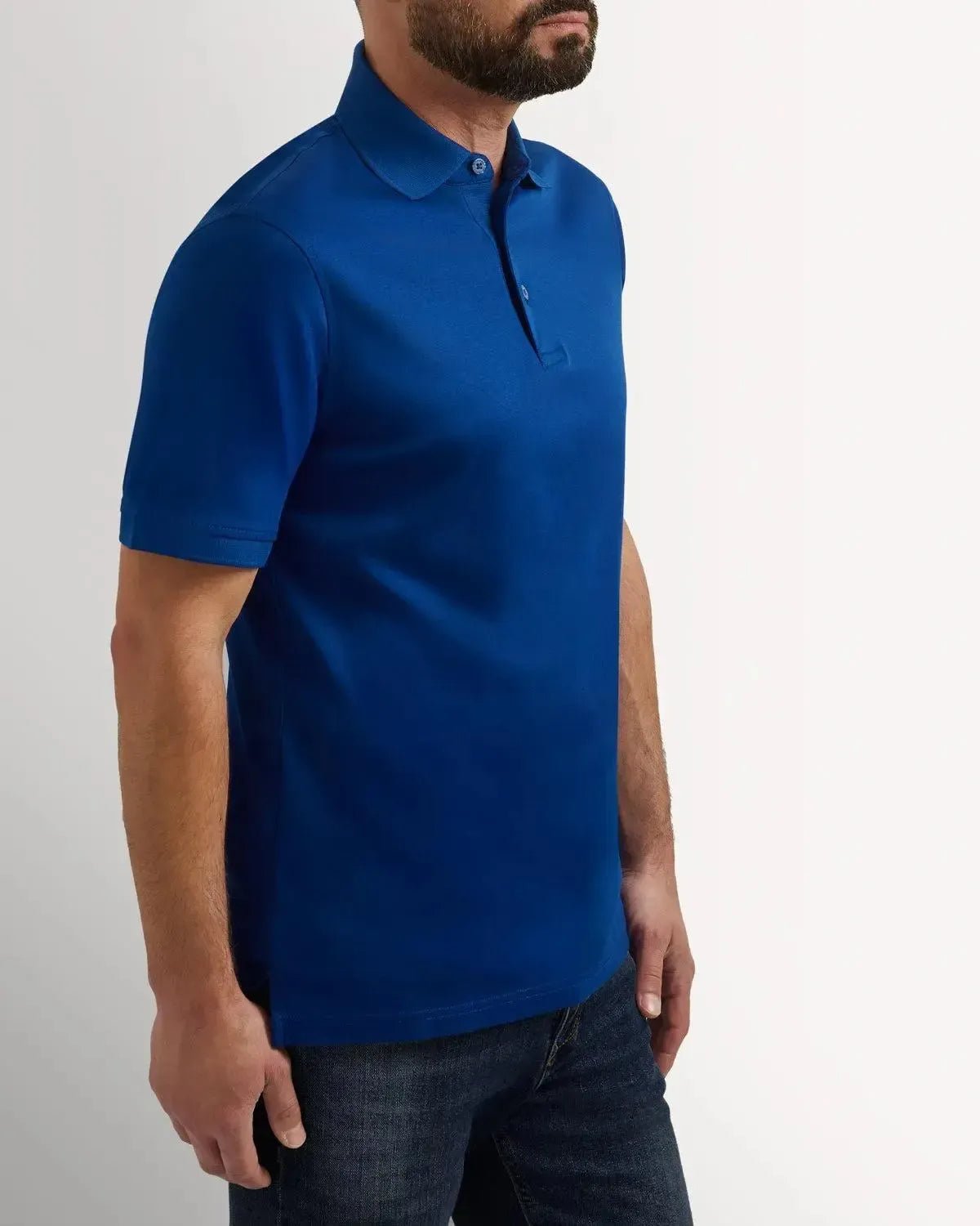 Richard James Mercerised Cotton Polo Shirt Air Force Blue – Savile Row Menswear Outlet | Malford of London
