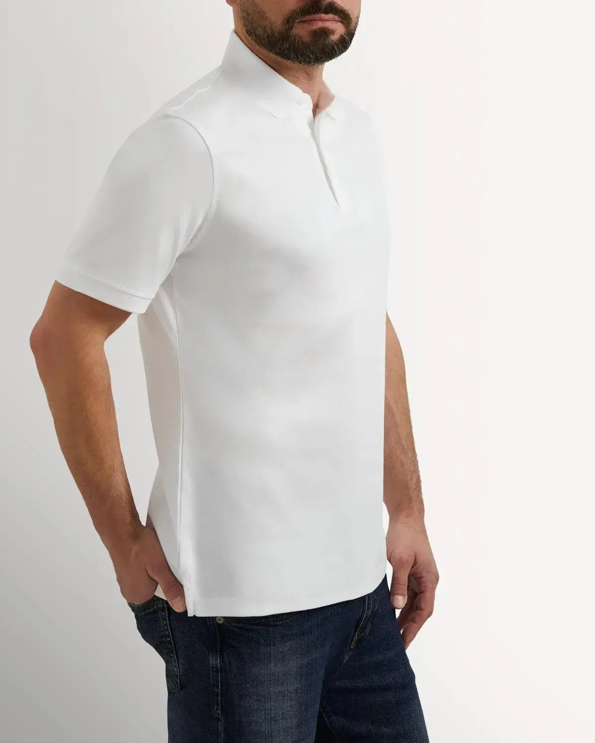 Richard James Mercerised Cotton Polo Shirt White-MALFORD OF LONDON SAVILE ROW MENSWEAR OUTLET