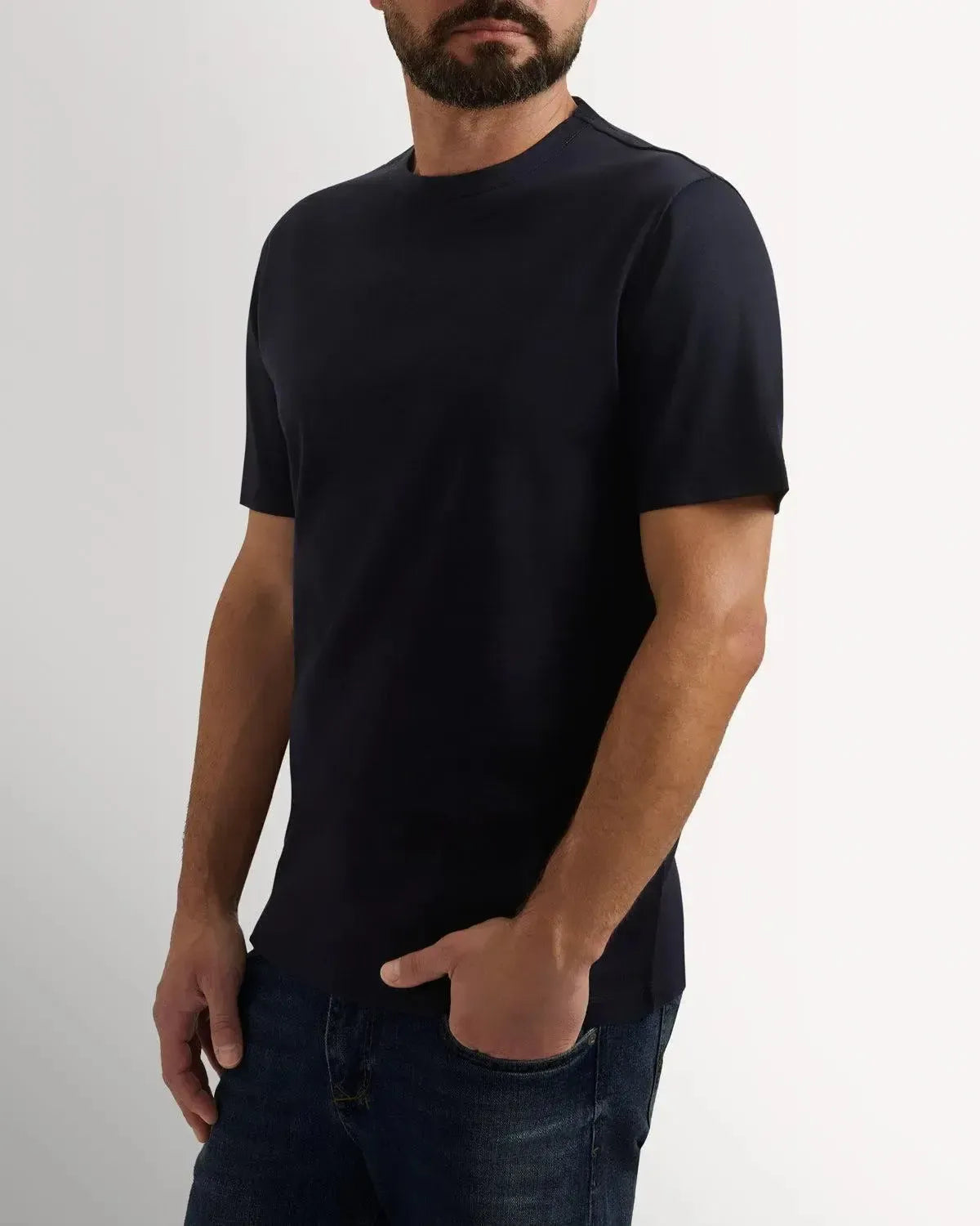 Richard James Mercerised Cotton T-Shirt Navy-MALFORD OF LONDON SAVILE ROW MENSWEAR OUTLET
