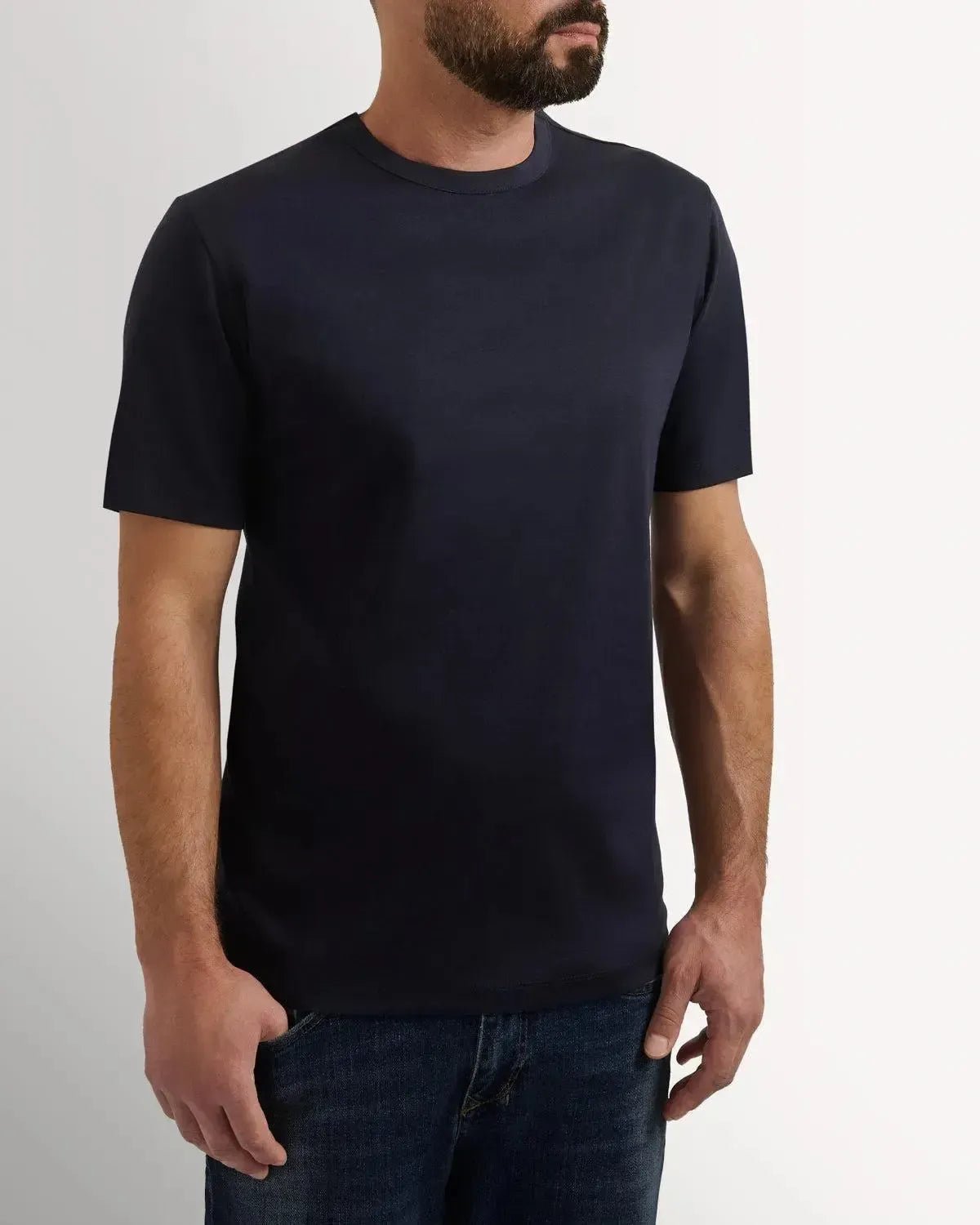 Richard James Mercerised Cotton T-Shirt Navy – Savile Row Menswear Outlet | Malford of London