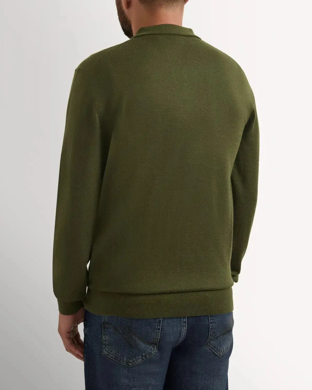Richard James Merino Wool Collared Knit Sage-MALFORD OF LONDON SAVILE ROW MENSWEAR OUTLET