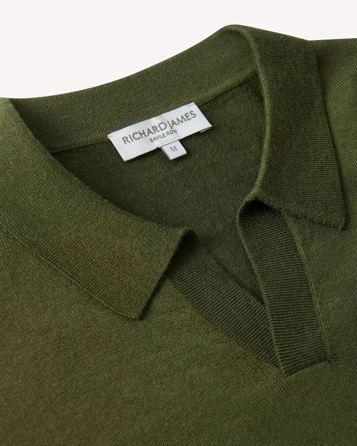 Richard James Merino Wool Collared Knit Sage-MALFORD OF LONDON SAVILE ROW MENSWEAR OUTLET