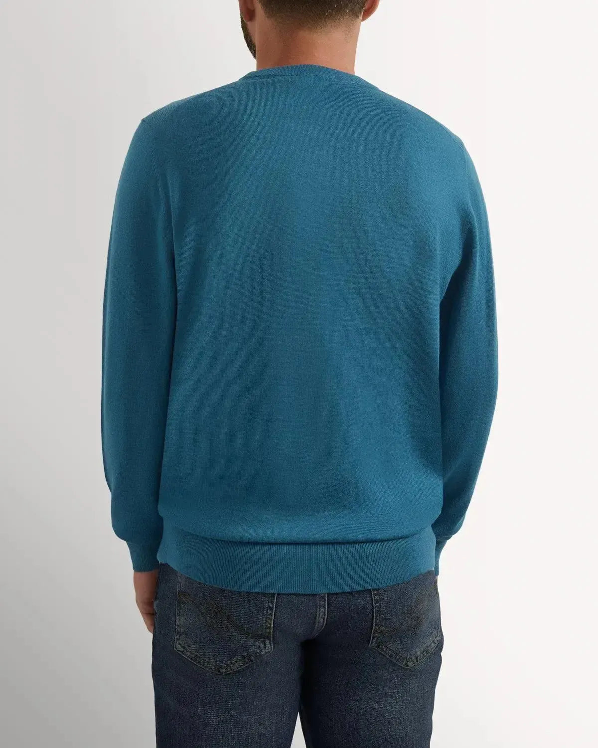 Richard James Merino Wool Crew Neck Knit Cobalt-MALFORD OF LONDON SAVILE ROW MENSWEAR OUTLET