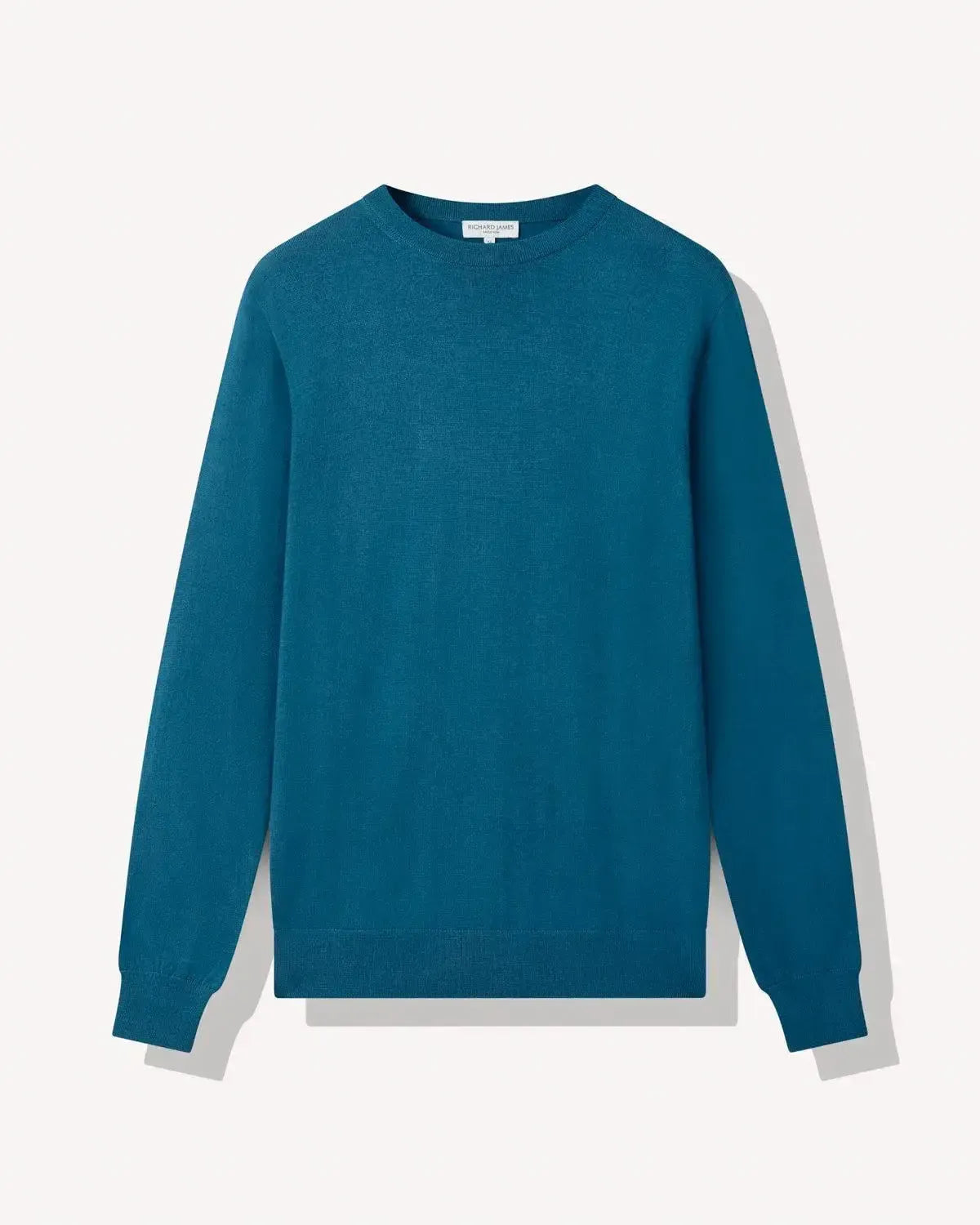 Richard James Merino Wool Crew Neck Knit Cobalt-MALFORD OF LONDON SAVILE ROW MENSWEAR OUTLET