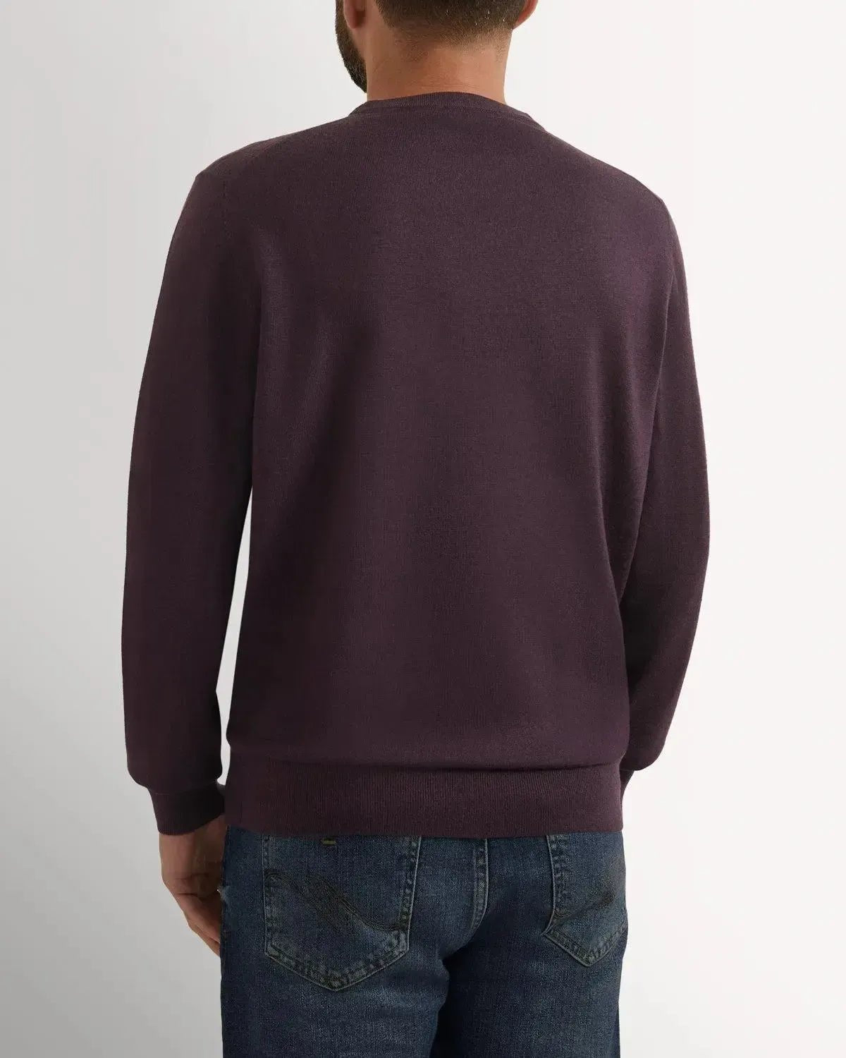 Richard James Merino Wool Crew Neck Knit Plum - Savile Row Formalwear Outlet - Malford of London