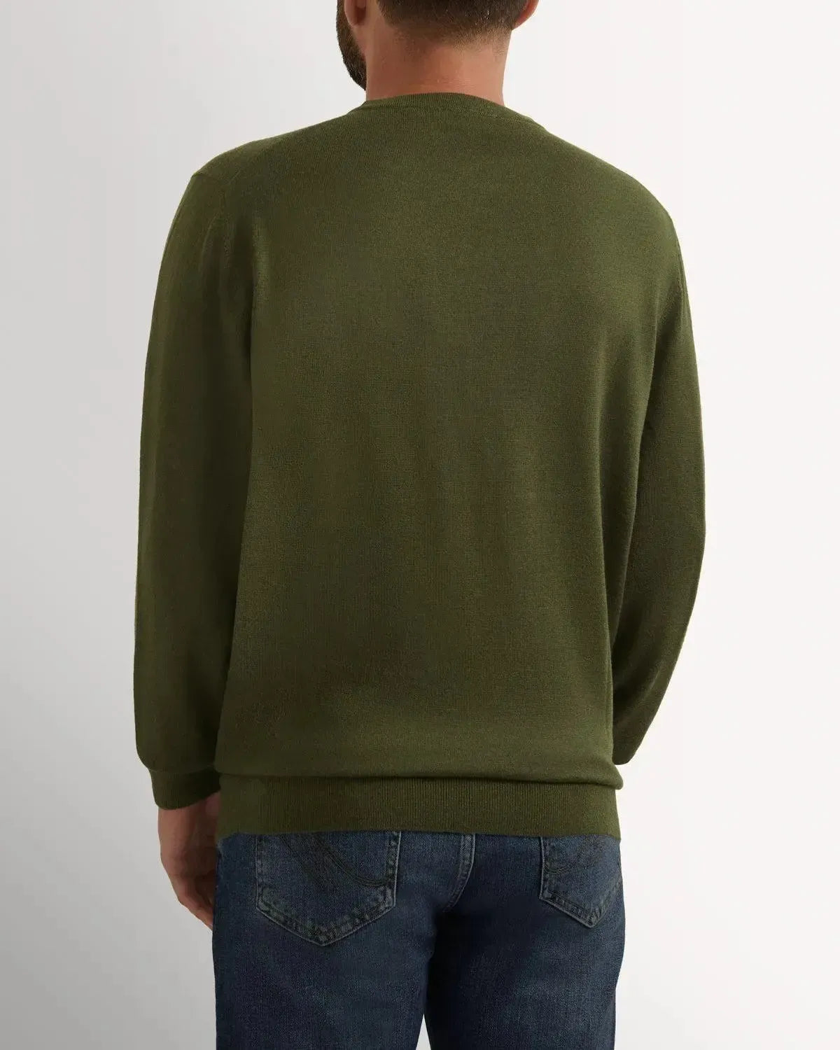 Richard James Merino Wool Crew Neck Knit Sage-MALFORD OF LONDON SAVILE ROW MENSWEAR OUTLET