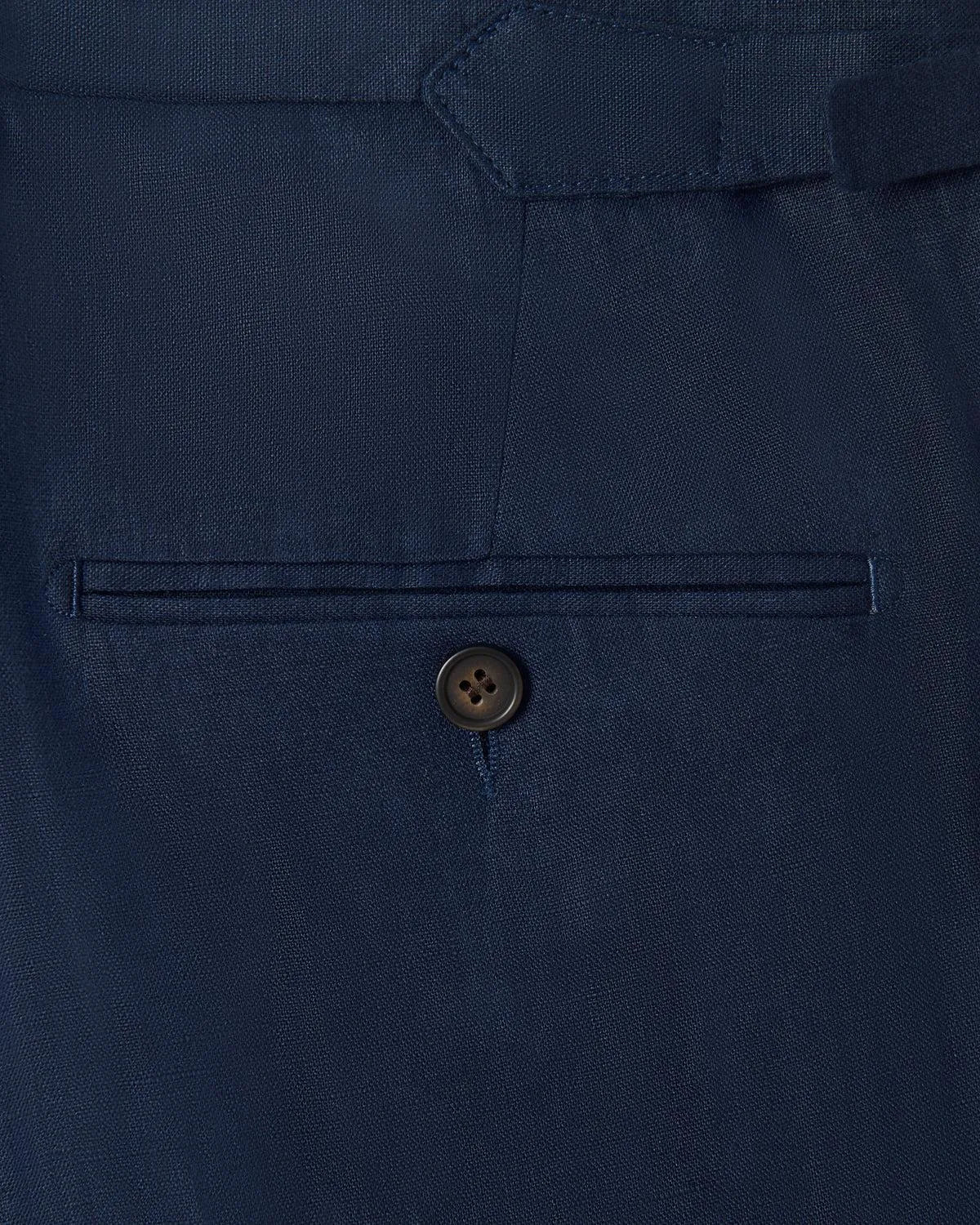 Richard James Navy Linen Trousers-MALFORD OF LONDON SAVILE ROW MENSWEAR OUTLET