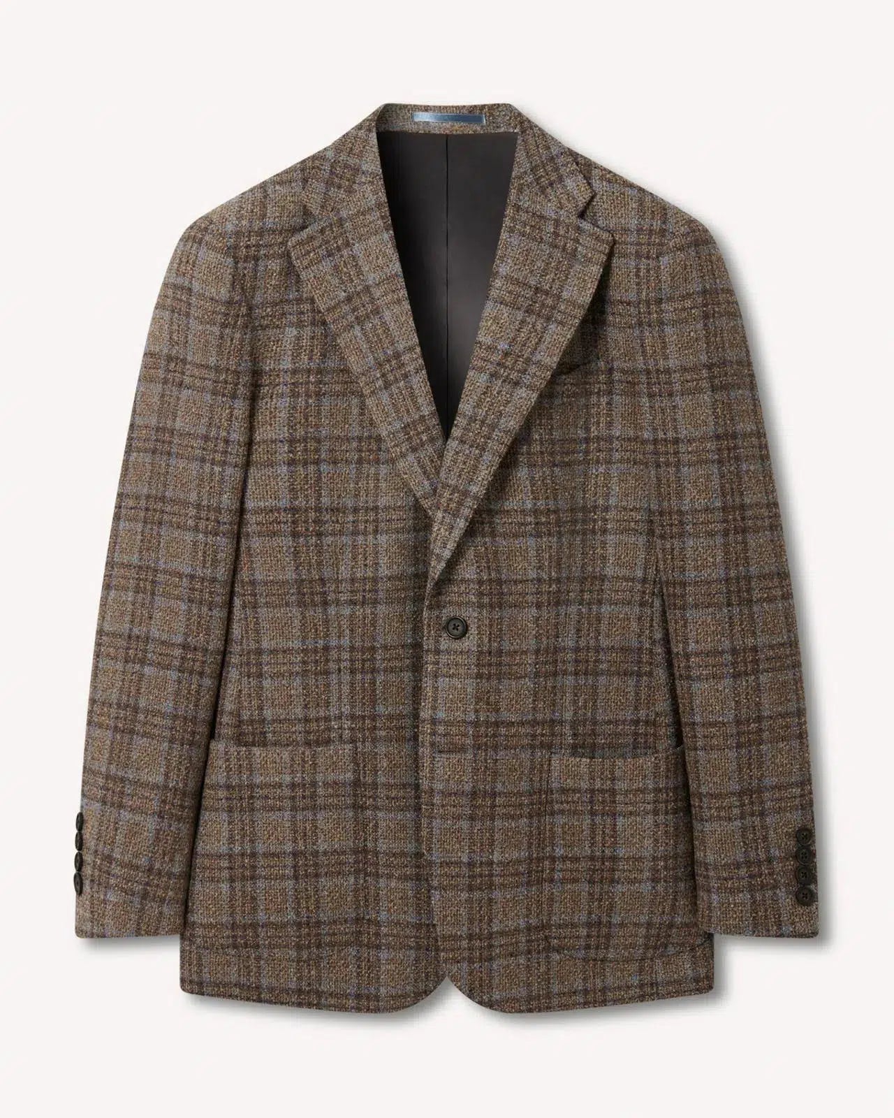 Richard James Overcheck Tweed Single Breasted Jacket Olive/Blues-MALFORD OF LONDON SAVILE ROW MENSWEAR OUTLET