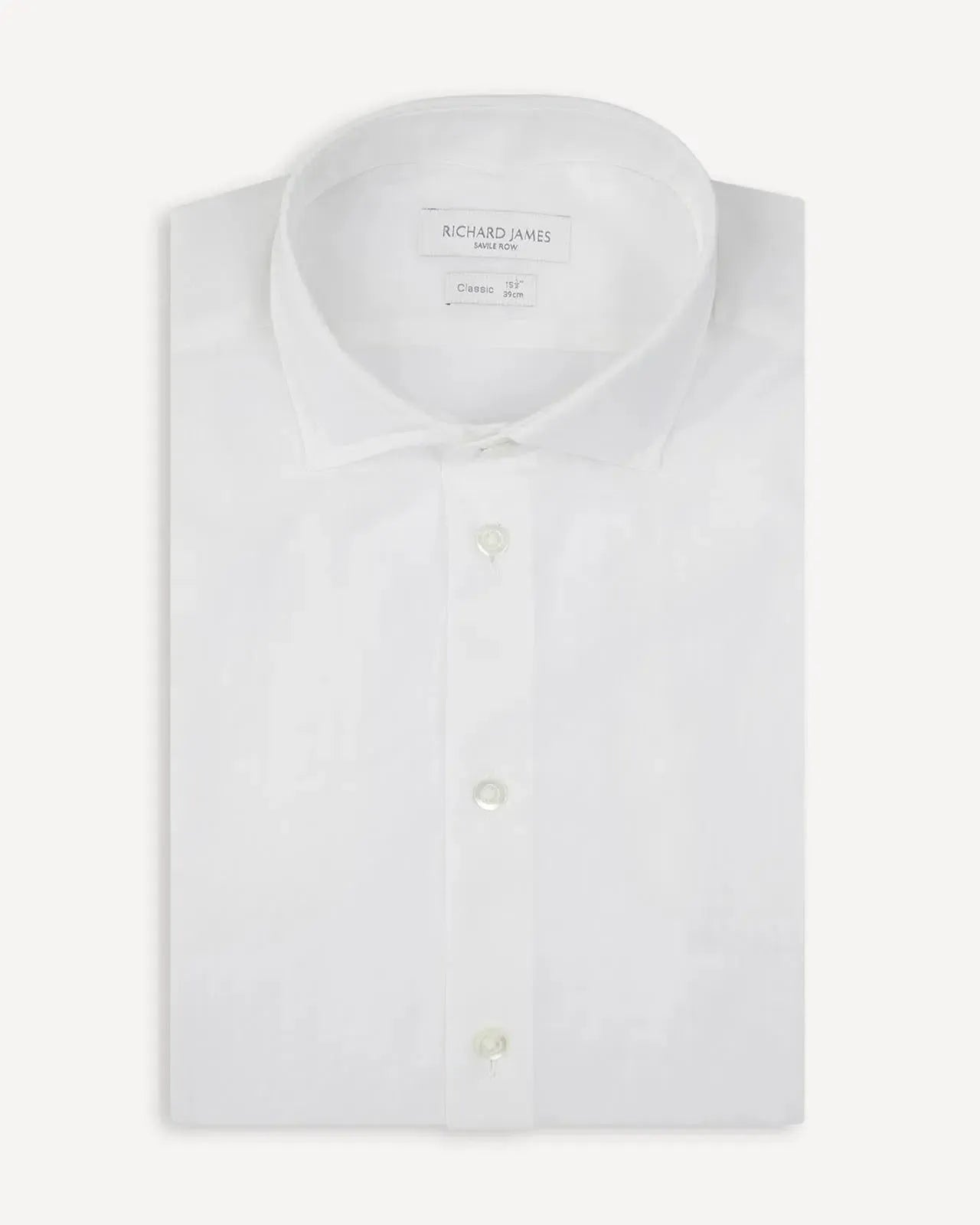 Richard James Tailored Fit Plain Poplin Shirt White-MALFORD OF LONDON SAVILE ROW MENSWEAR OUTLET