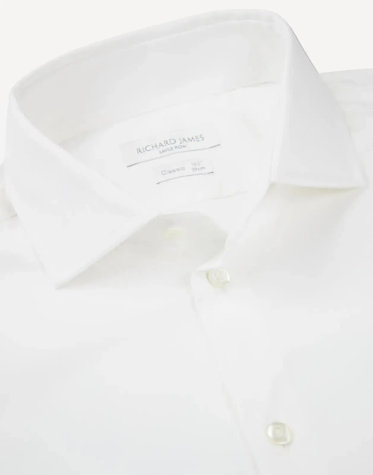 Richard James Tailored Fit Plain Poplin Stretch Shirt White-MALFORD OF LONDON SAVILE ROW MENSWEAR OUTLET