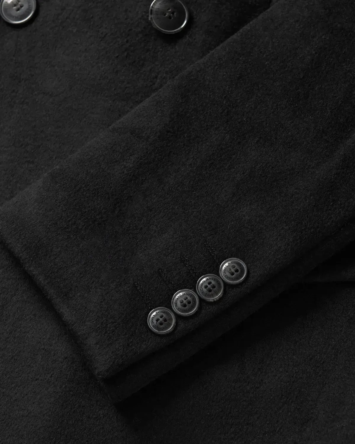 Richard James Wool Cashmere DB Overcoat Black-MALFORD OF LONDON SAVILE ROW MENSWEAR OUTLET