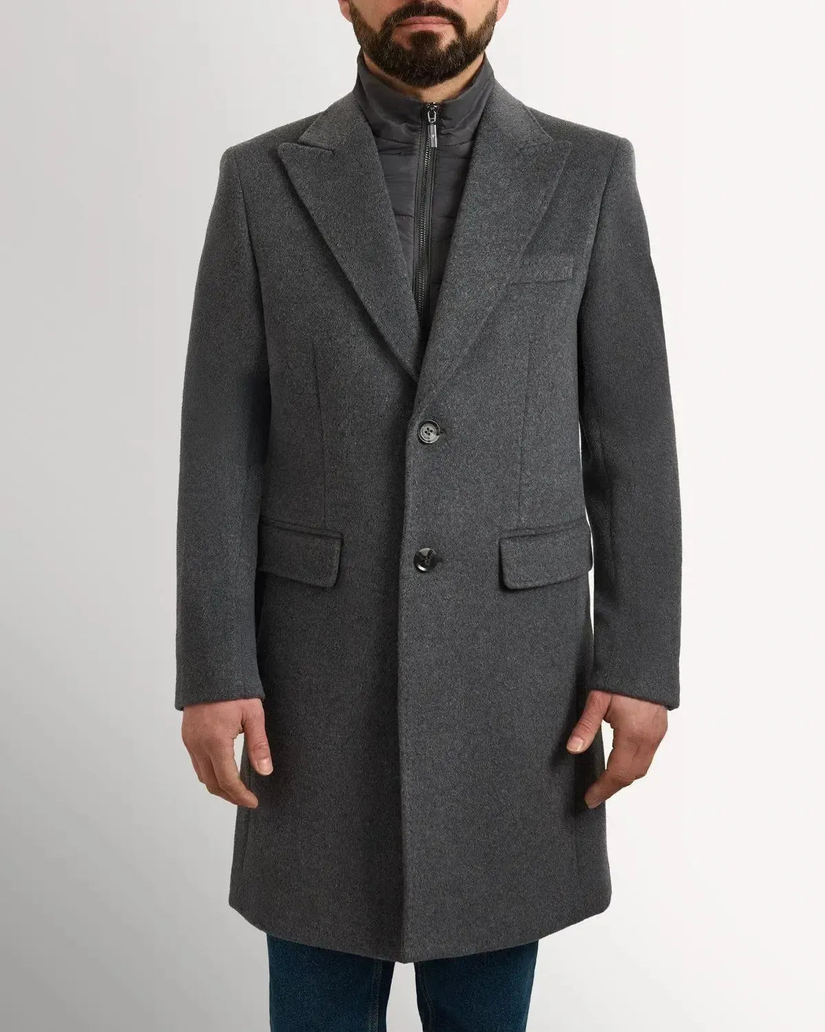 Richard James Wool Cashmere Overcoat & Lining - Grey-MALFORD OF LONDON SAVILE ROW MENSWEAR OUTLET
