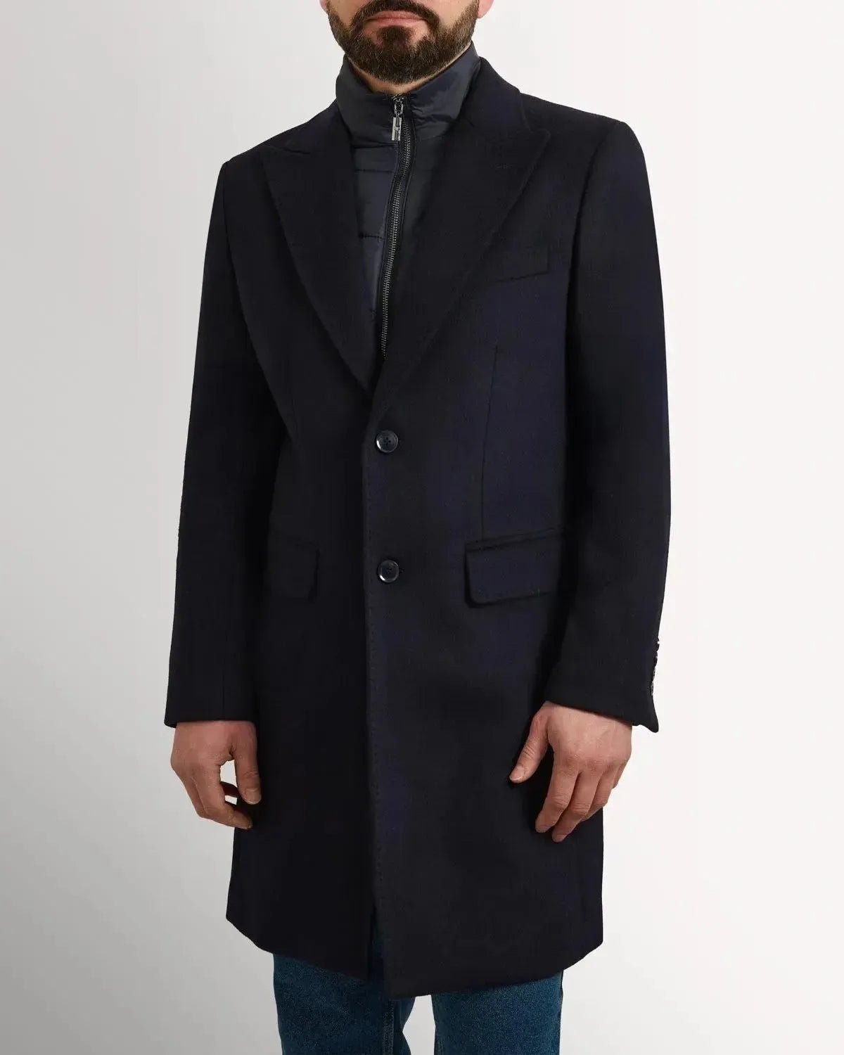 Richard James Wool Cashmere Overcoat & Lining - Navy - Savile Row Formalwear Outlet - Malford of London