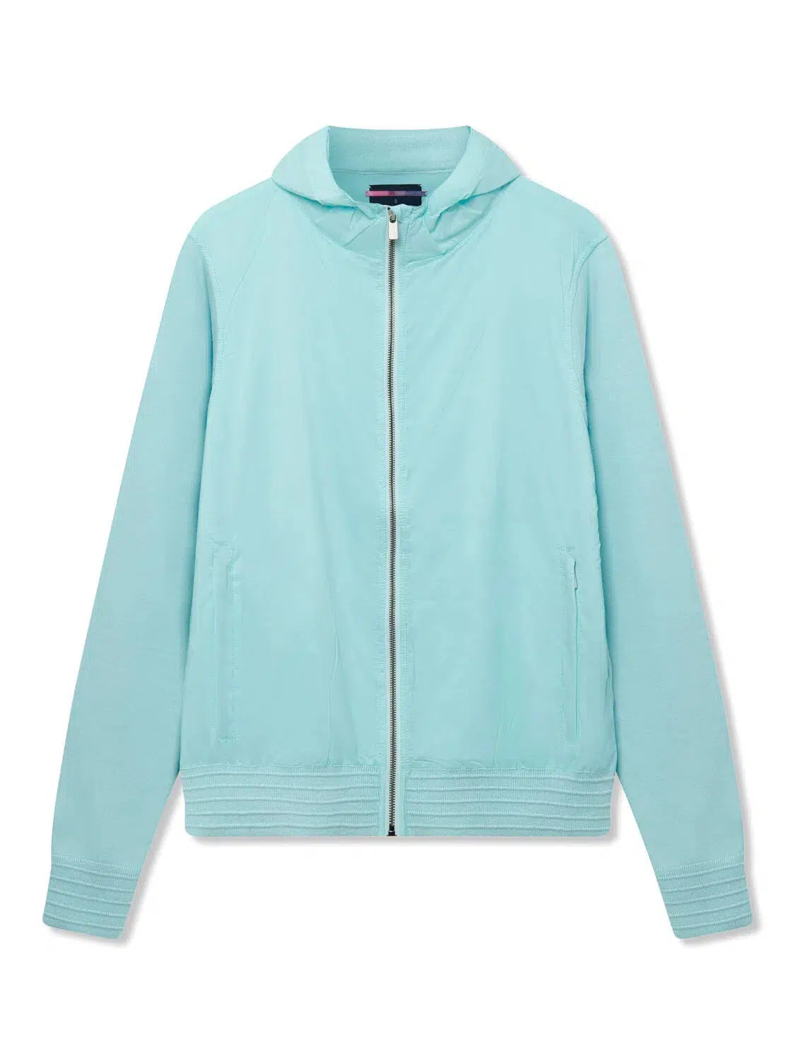 Richard James Zip Through Woven Hoodie Aqua