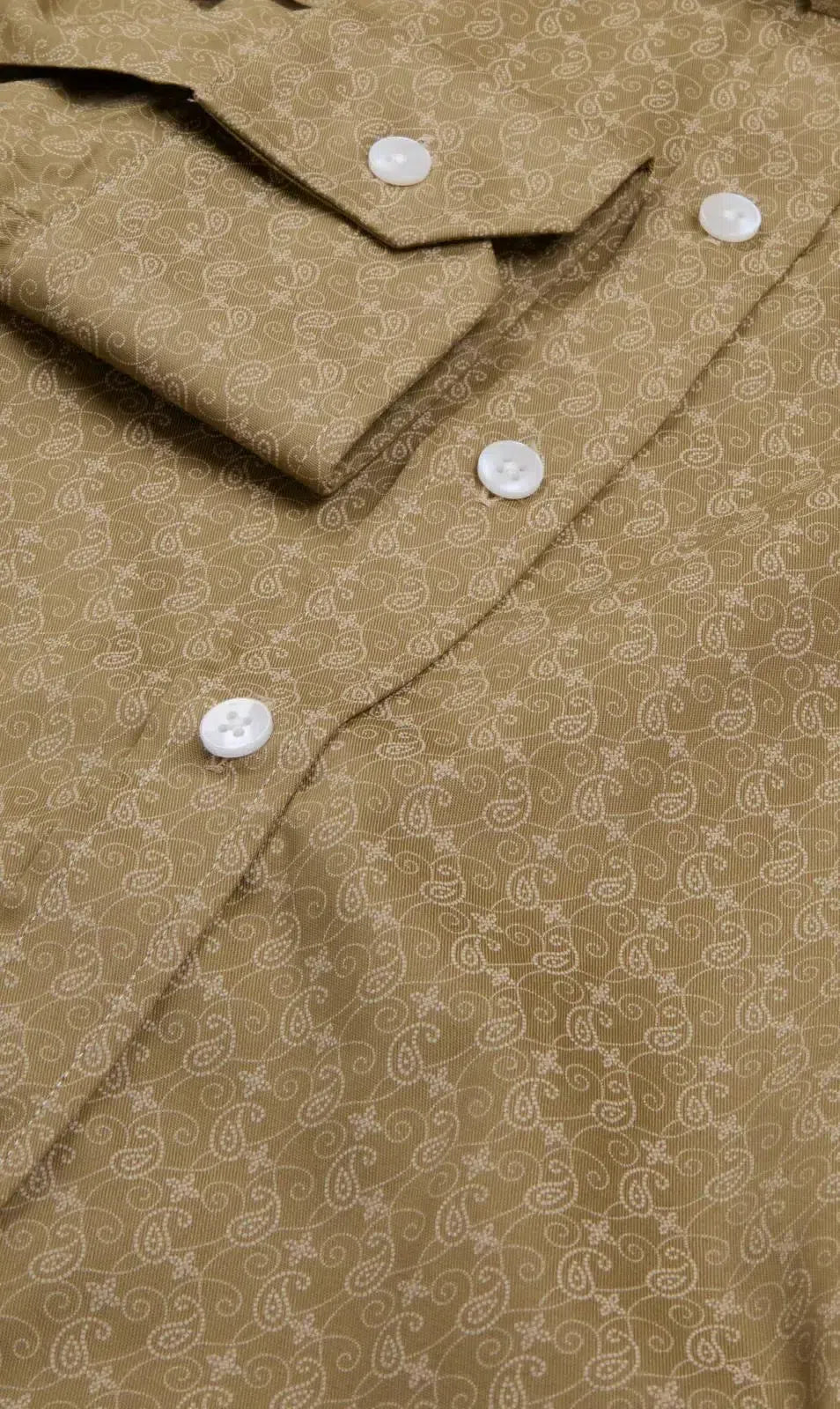 Simon Carter Tailored Fit Paisley Lines Shirt Brown Beige-MALFORD OF LONDON SAVILE ROW MENSWEAR OUTLET