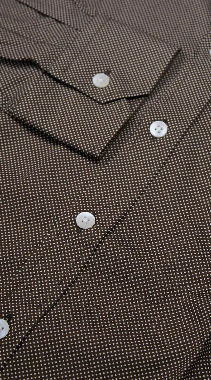 Simon Carter Tailored Fit Spotted Shirt Brown/White-MALFORD OF LONDON SAVILE ROW MENSWEAR OUTLET