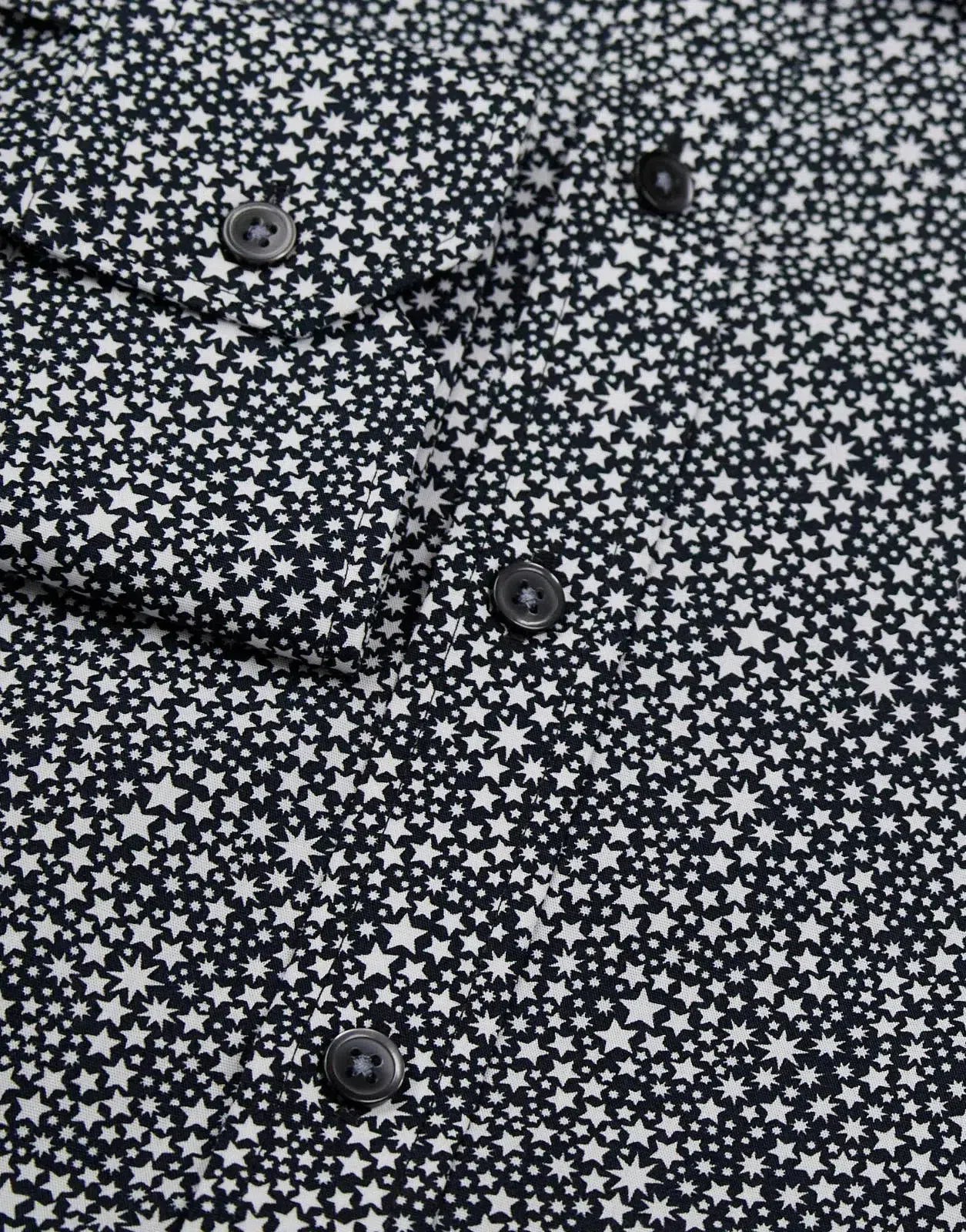 Simon Carter Tailored Fit Star Print Shirt Navy White-MALFORD OF LONDON SAVILE ROW MENSWEAR OUTLET