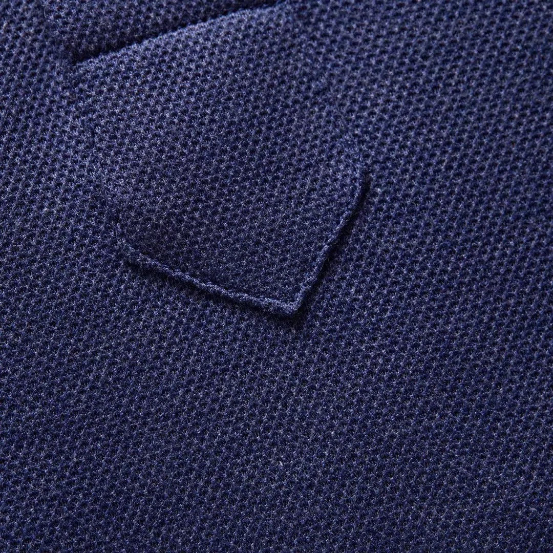 Slim Fit Dark Blue Knitted Short Sleeve Shirt-MALFORD OF LONDON SAVILE ROW MENSWEAR OUTLET