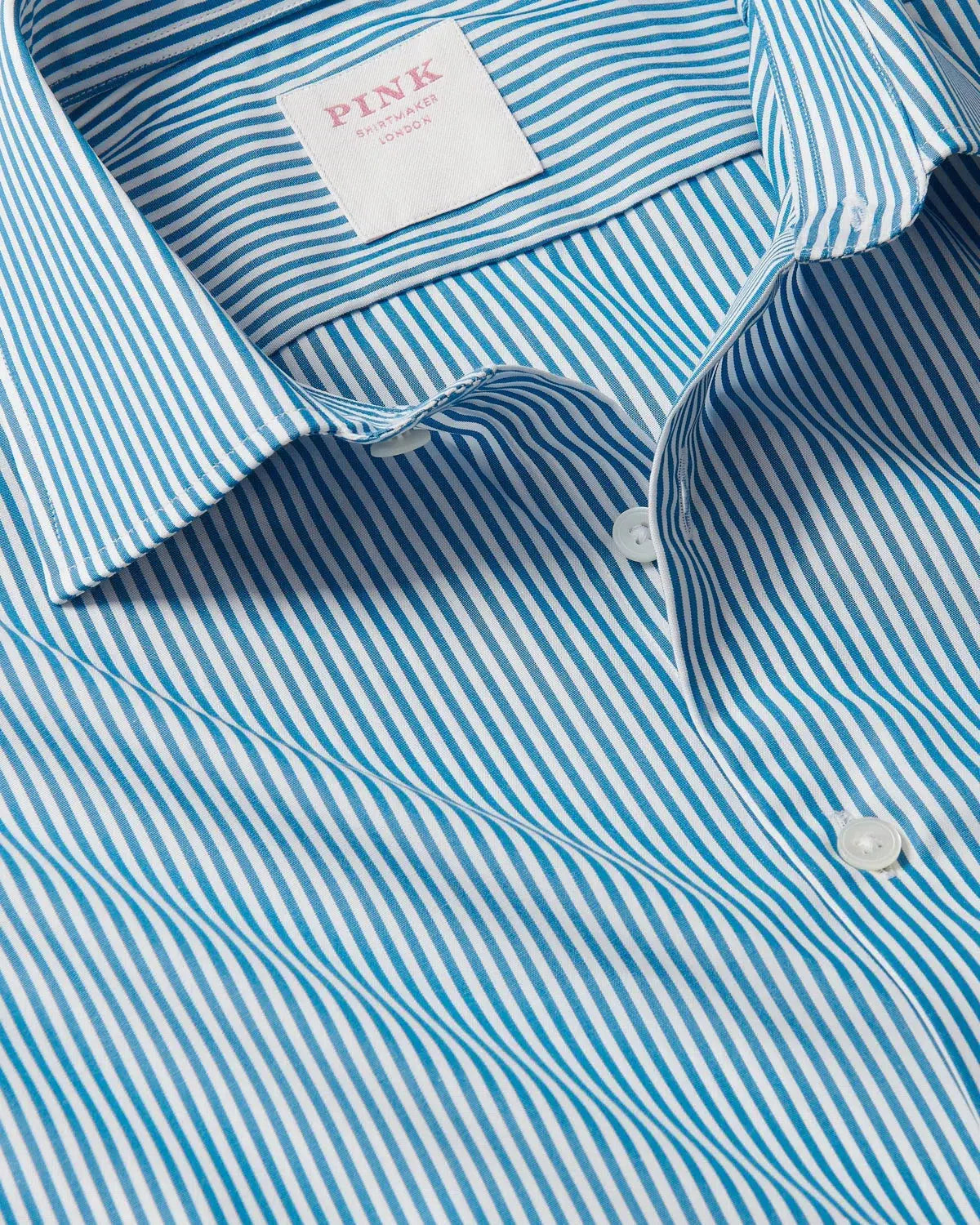 Thomas Pink Bengal Stripe Shirt Teal White-MALFORD OF LONDON SAVILE ROW MENSWEAR OUTLET