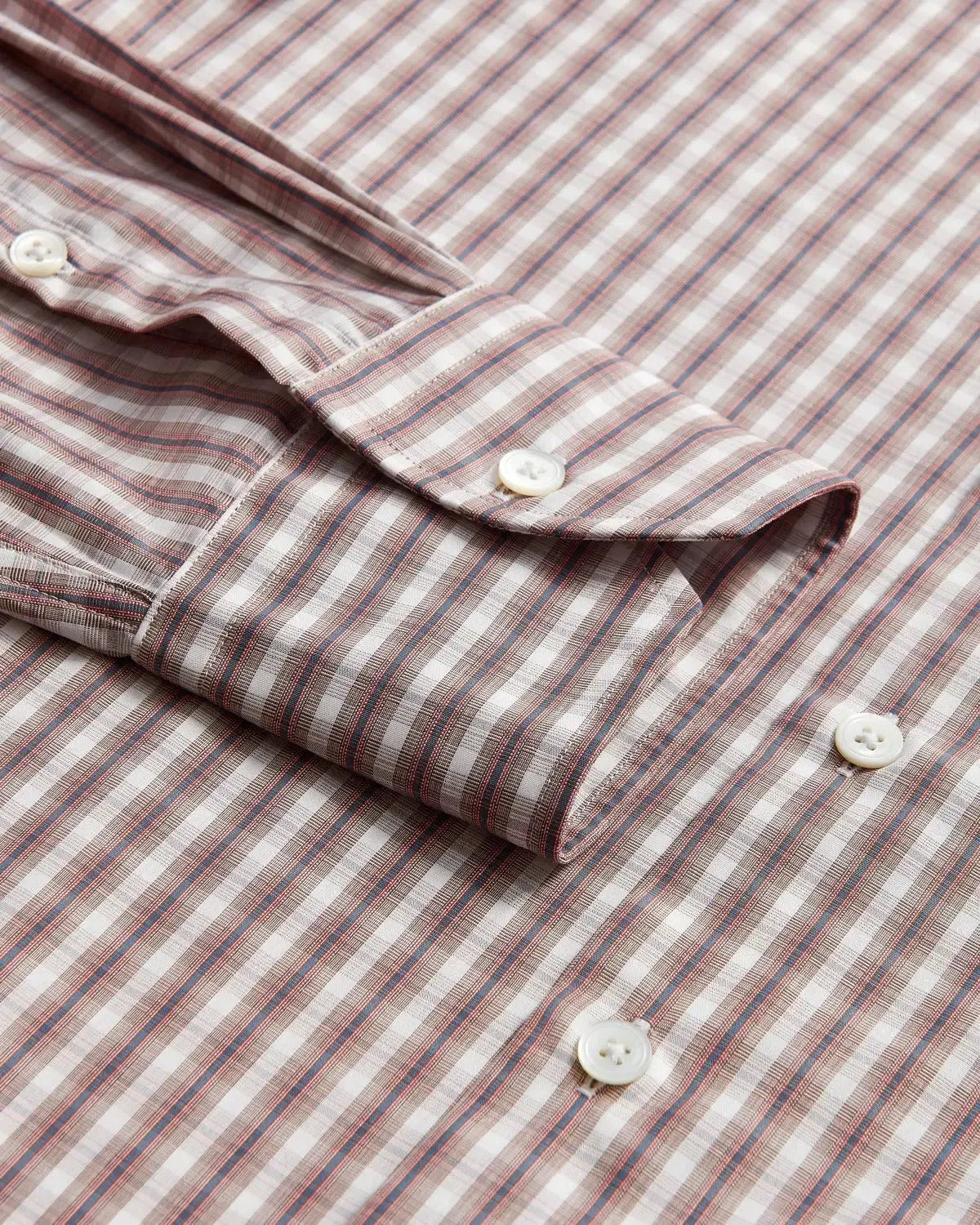 Thomas Pink End on End Check Shirt Brown White-MALFORD OF LONDON SAVILE ROW MENSWEAR OUTLET
