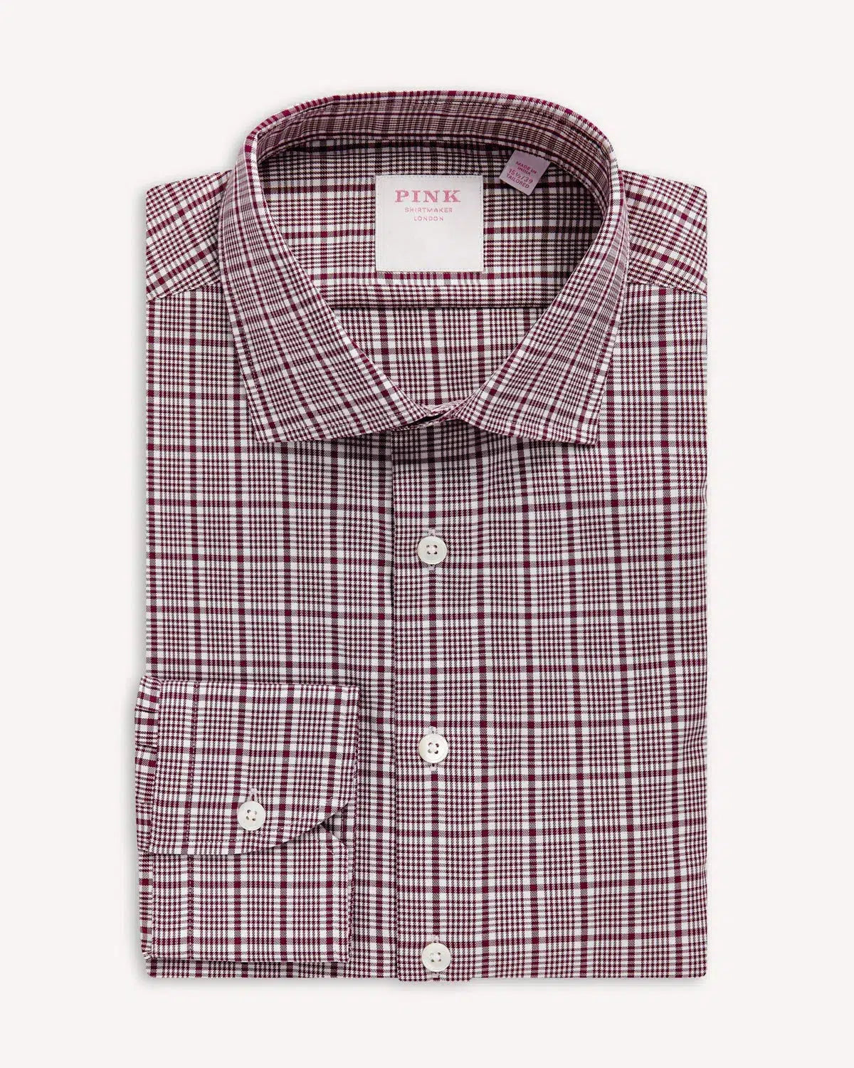 Thomas Pink POW Royal Twill Shirt Burgundy White-MALFORD OF LONDON SAVILE ROW MENSWEAR OUTLET
