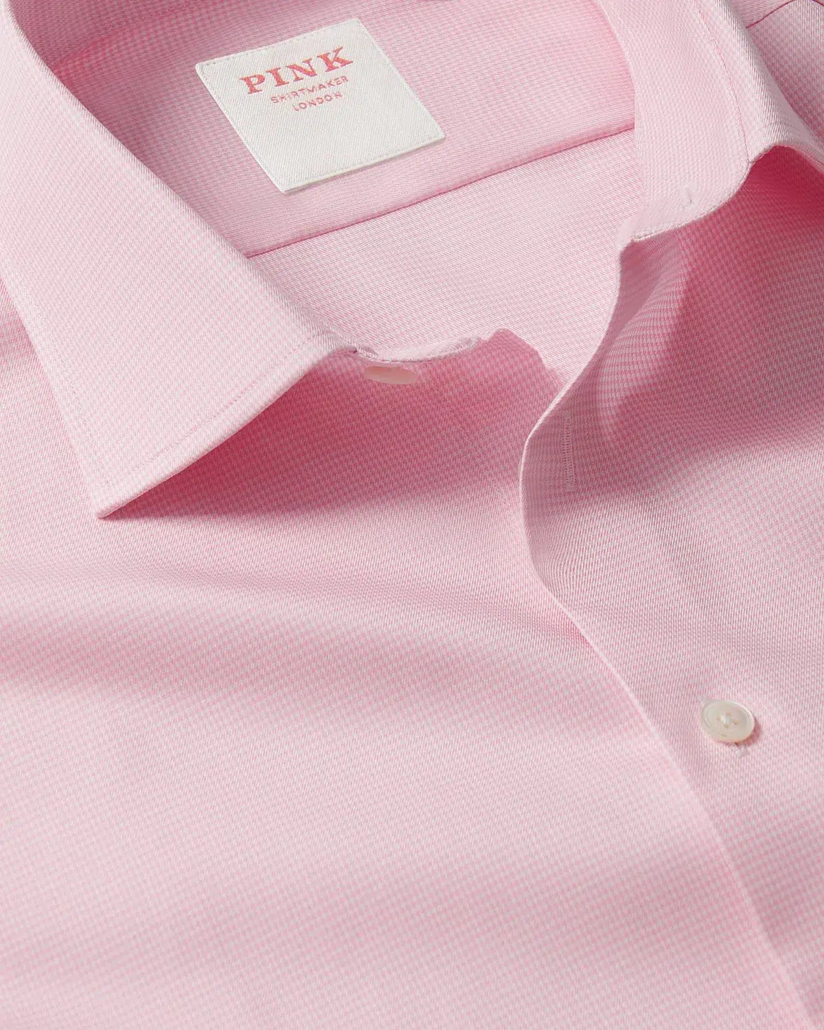 Thomas Pink Puppy Tooth Royal Twill Shirt Pink White-MALFORD OF LONDON SAVILE ROW MENSWEAR OUTLET
