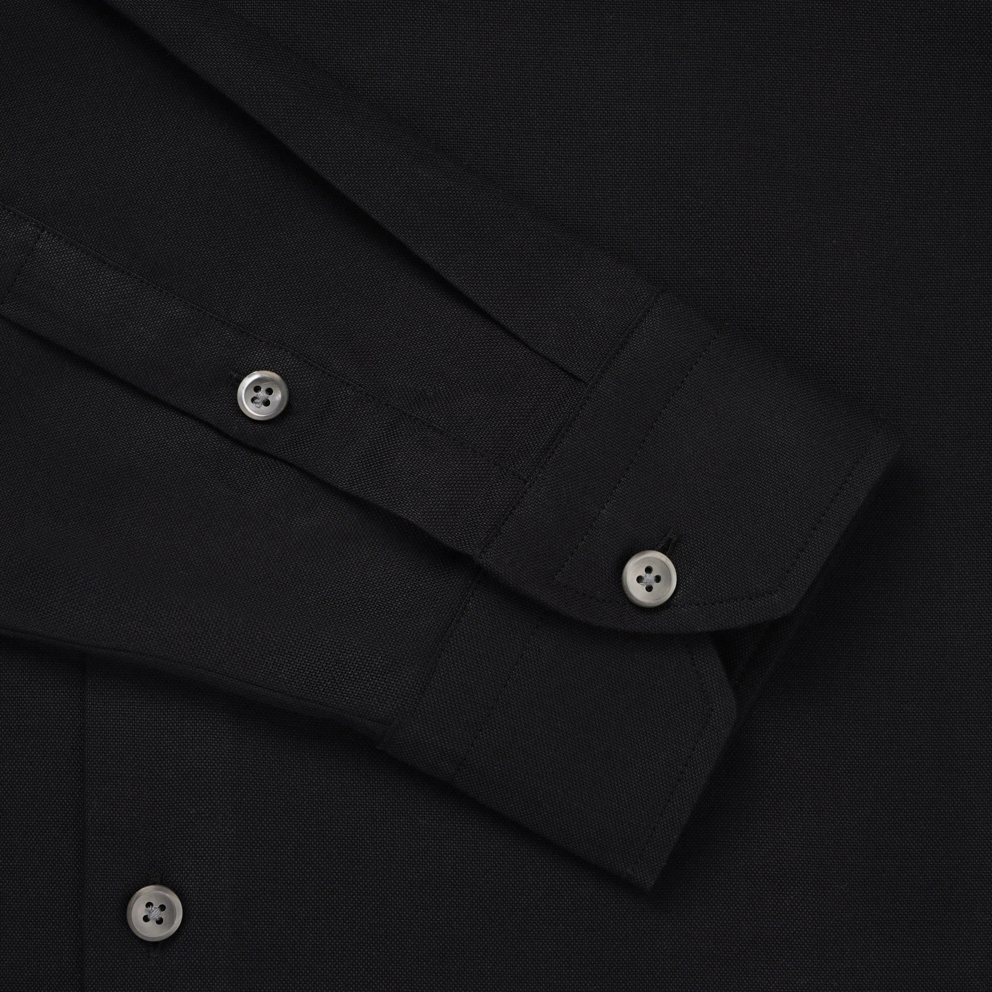 Thomas Pink Shirt Slim Fit Oxford Plain Black Cotton-MALFORD OF LONDON SAVILE ROW MENSWEAR OUTLET