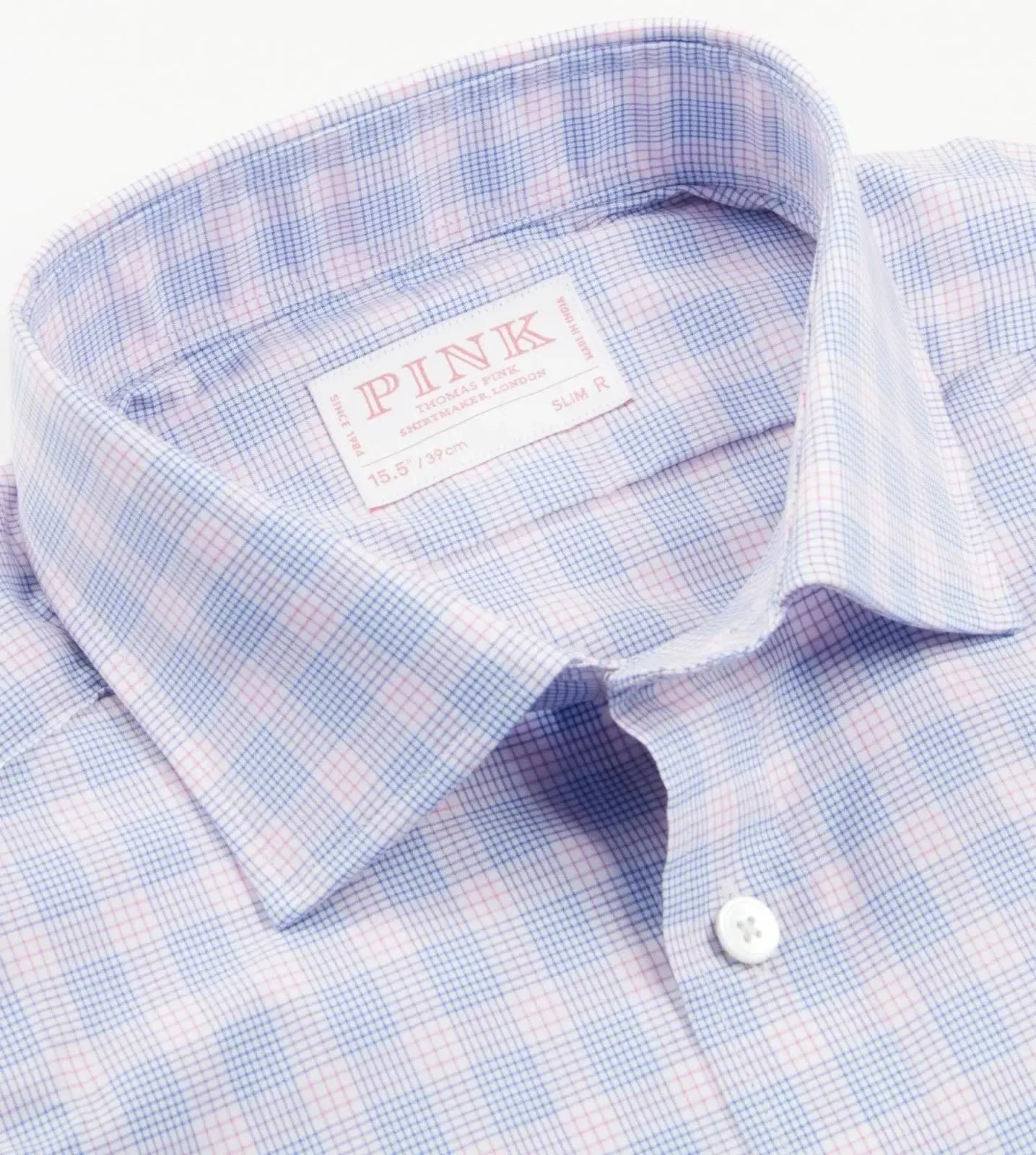 Thomas Pink Slim Fit Check Formal Shirt Sky Pink-MALFORD OF LONDON SAVILE ROW MENSWEAR OUTLET