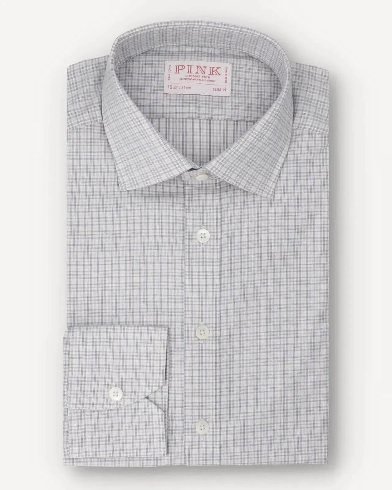 Thomas Pink Slim Fit Check Formal Shirt White Multi-MALFORD OF LONDON SAVILE ROW MENSWEAR OUTLET
