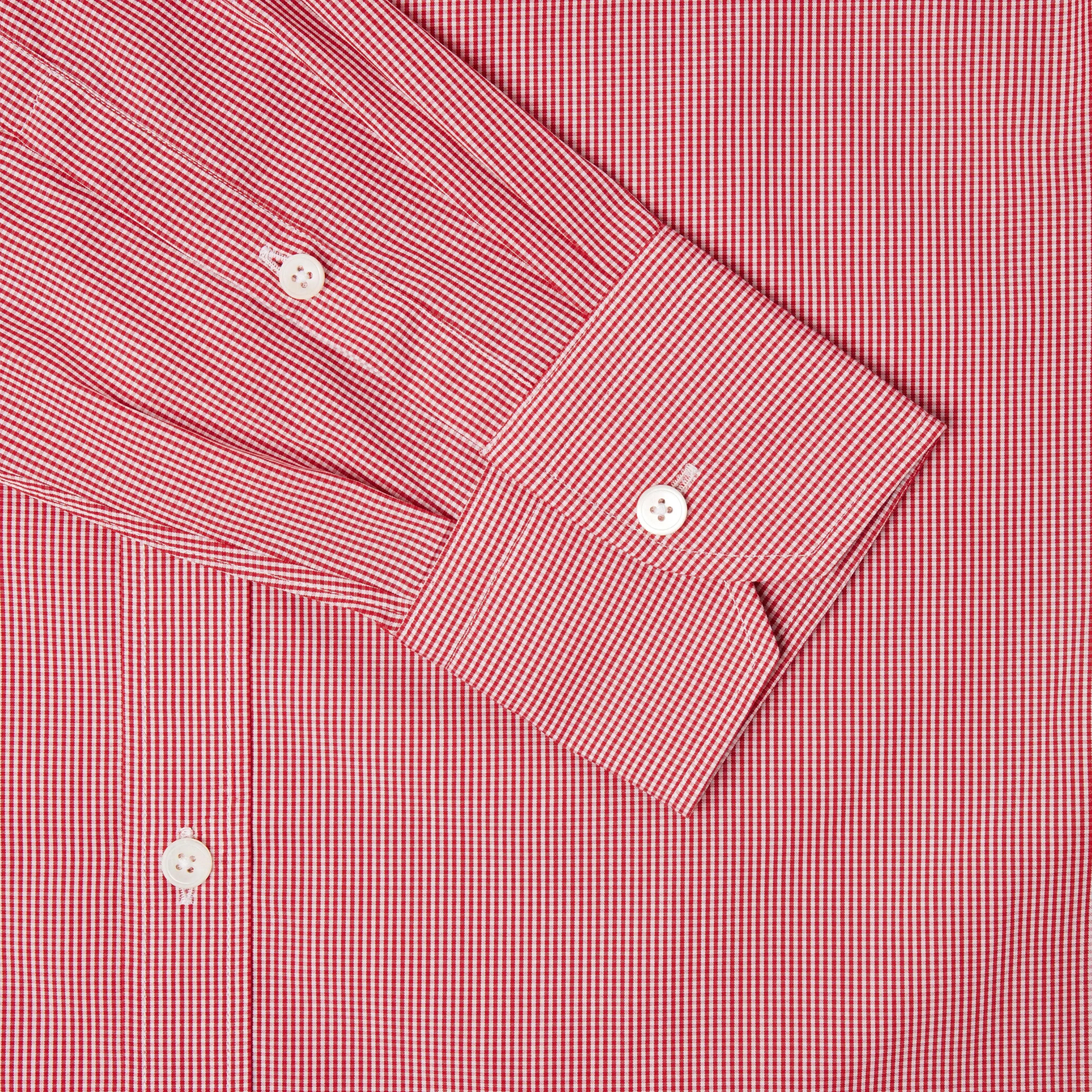 Thomas Pink Slim Fit Formal Micro Gingham Check Shirt Red/White-MALFORD OF LONDON SAVILE ROW MENSWEAR OUTLET