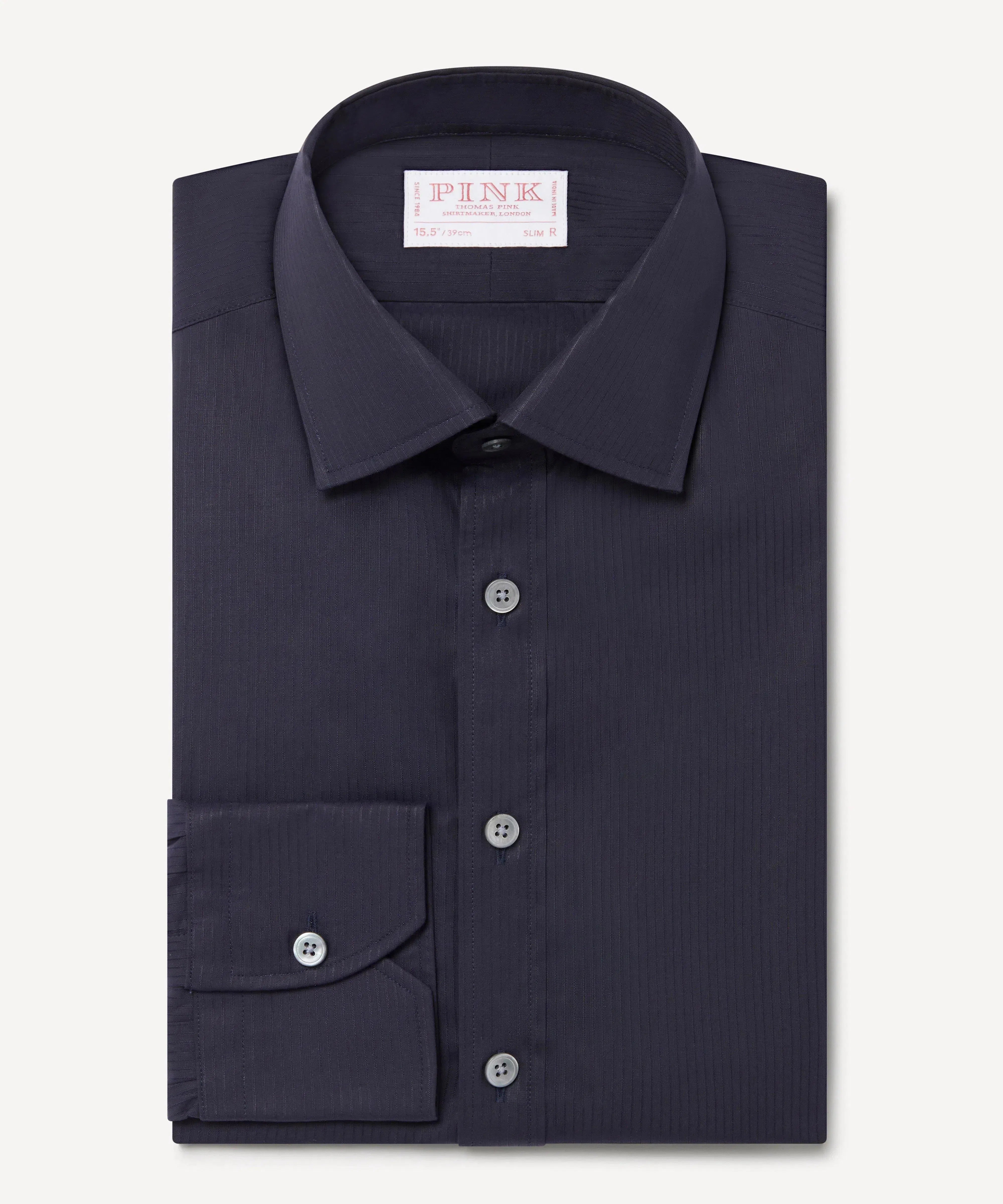 Thomas Pink Slim Fit Formal Poplin Needle Stripe Shirt-MALFORD OF LONDON SAVILE ROW MENSWEAR OUTLET