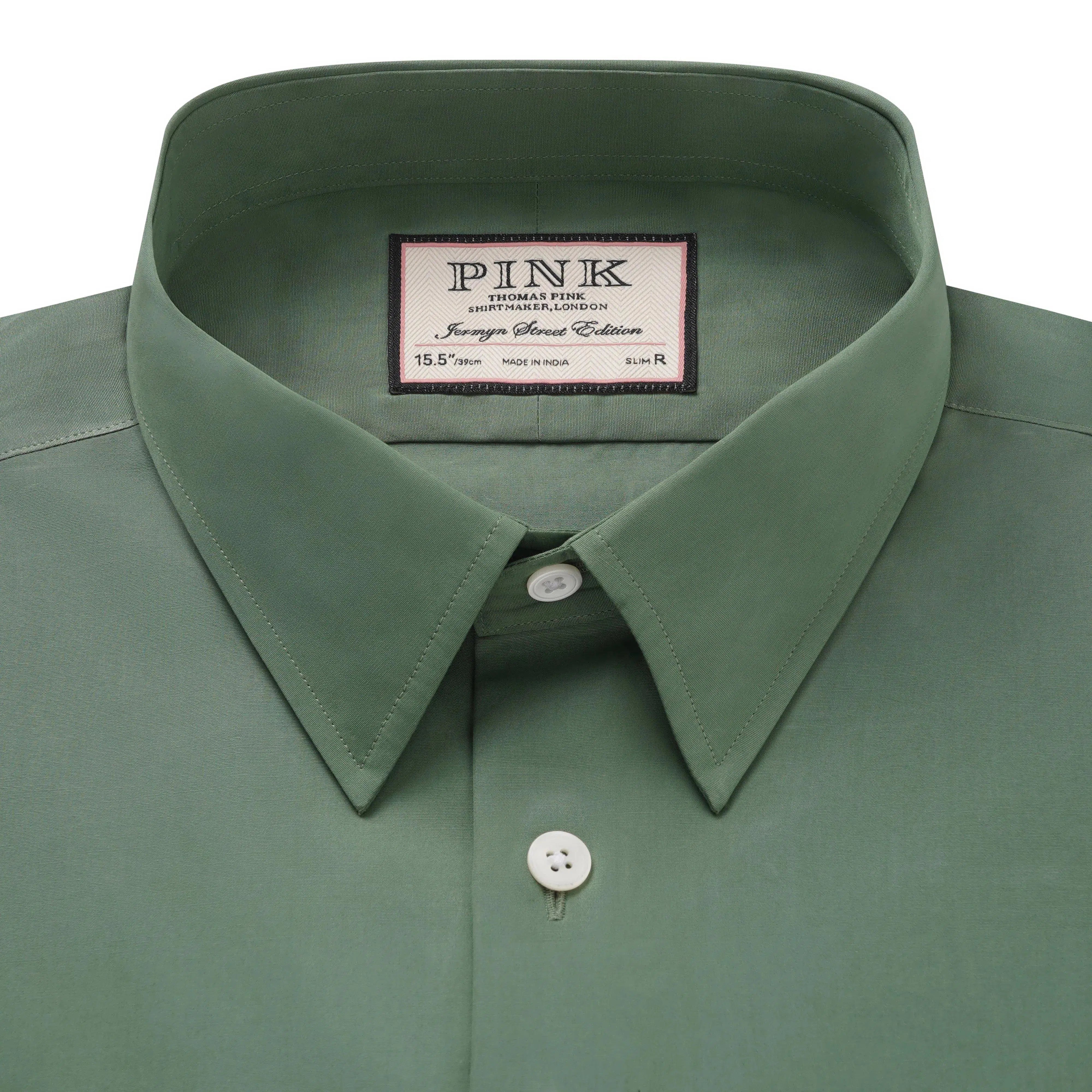 Thomas Pink Slim Fit Formal Solid Colour Shirt Green-MALFORD OF LONDON SAVILE ROW MENSWEAR OUTLET