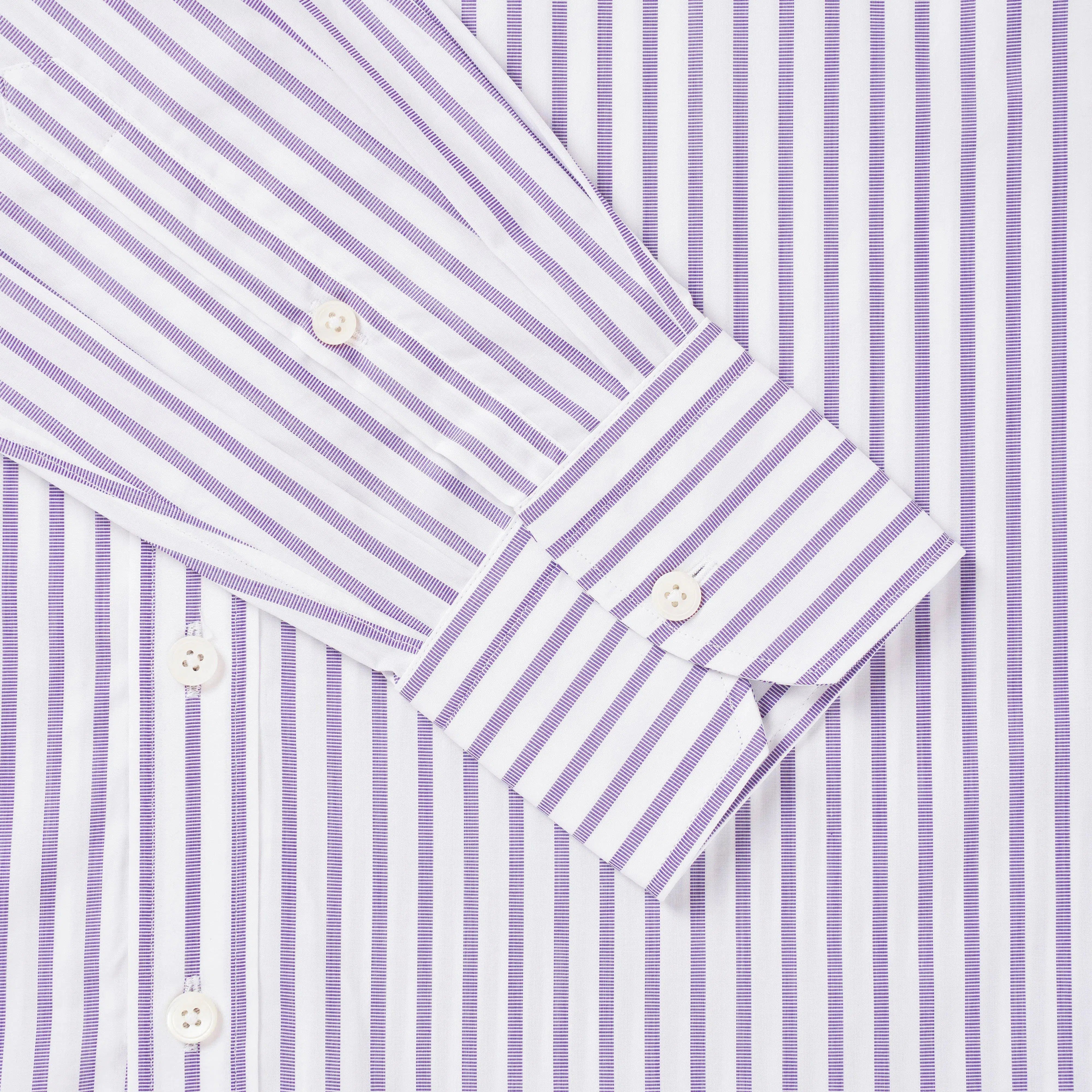 Thomas Pink Slim Fit Formal Texture Detail Stripe Shirt Purple/White-MALFORD OF LONDON SAVILE ROW MENSWEAR OUTLET