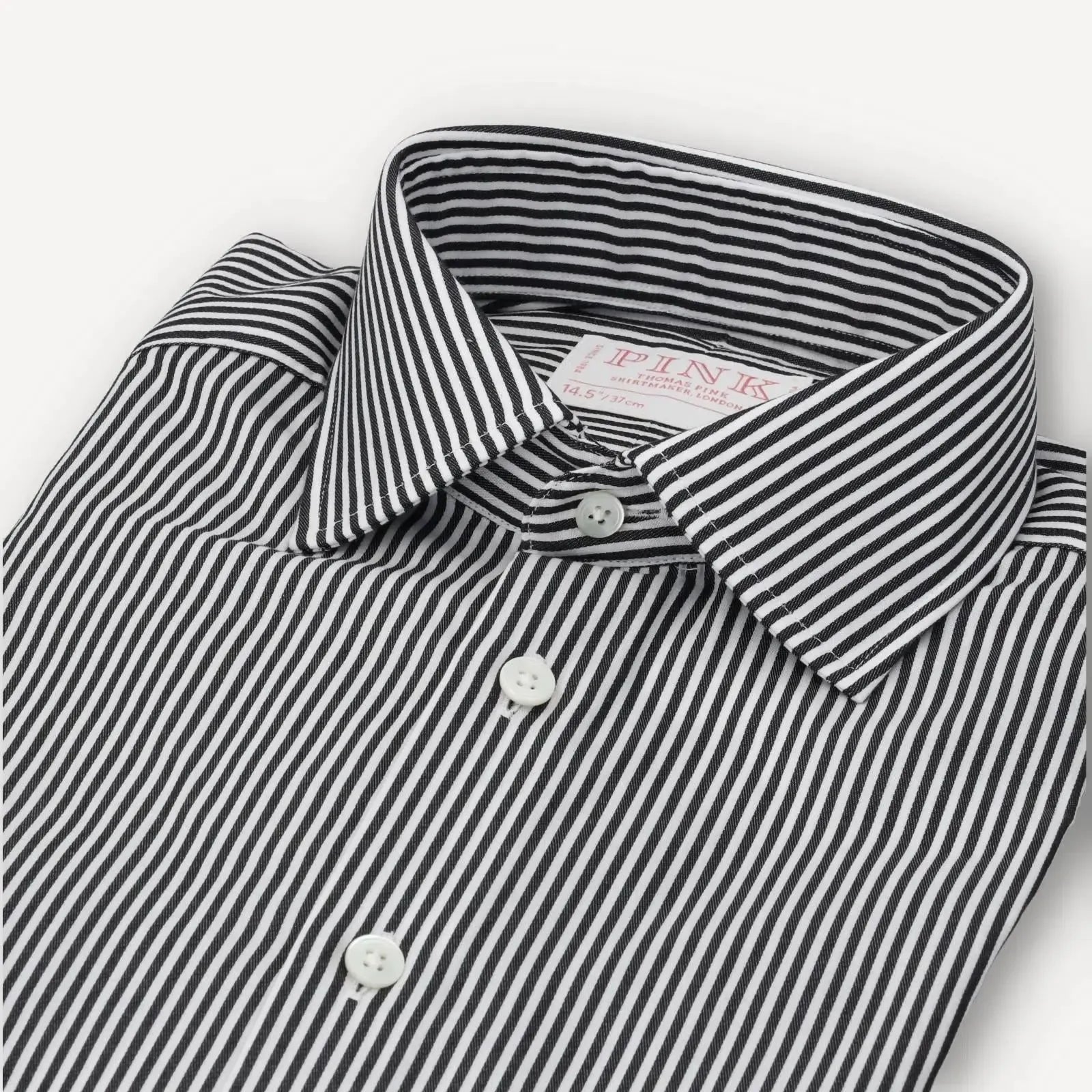Thomas Pink Slim Fit Striped Formal Shirt Black White-MALFORD OF LONDON SAVILE ROW MENSWEAR OUTLET