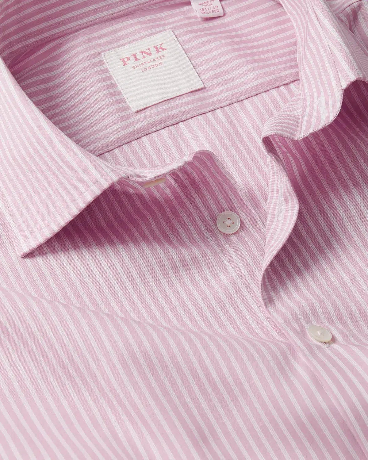 Thomas Pink Stripe Lux Shirt Pink White-MALFORD OF LONDON SAVILE ROW MENSWEAR OUTLET