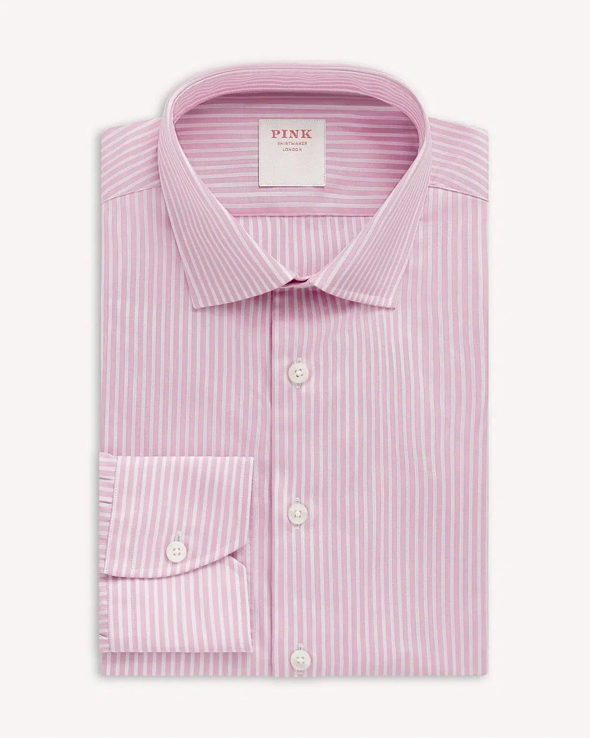 Thomas Pink Stripe Lux Shirt Pink White-MALFORD OF LONDON SAVILE ROW MENSWEAR OUTLET