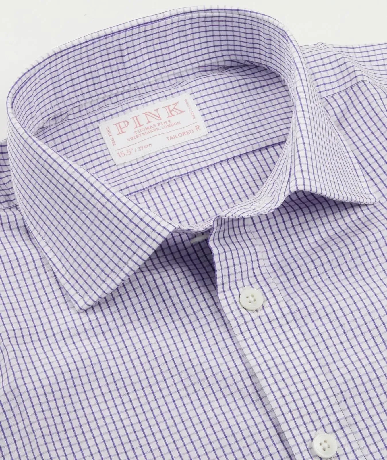 Thomas Pink Tailored Fit Check Formal Shirt Purple White-MALFORD OF LONDON SAVILE ROW MENSWEAR OUTLET