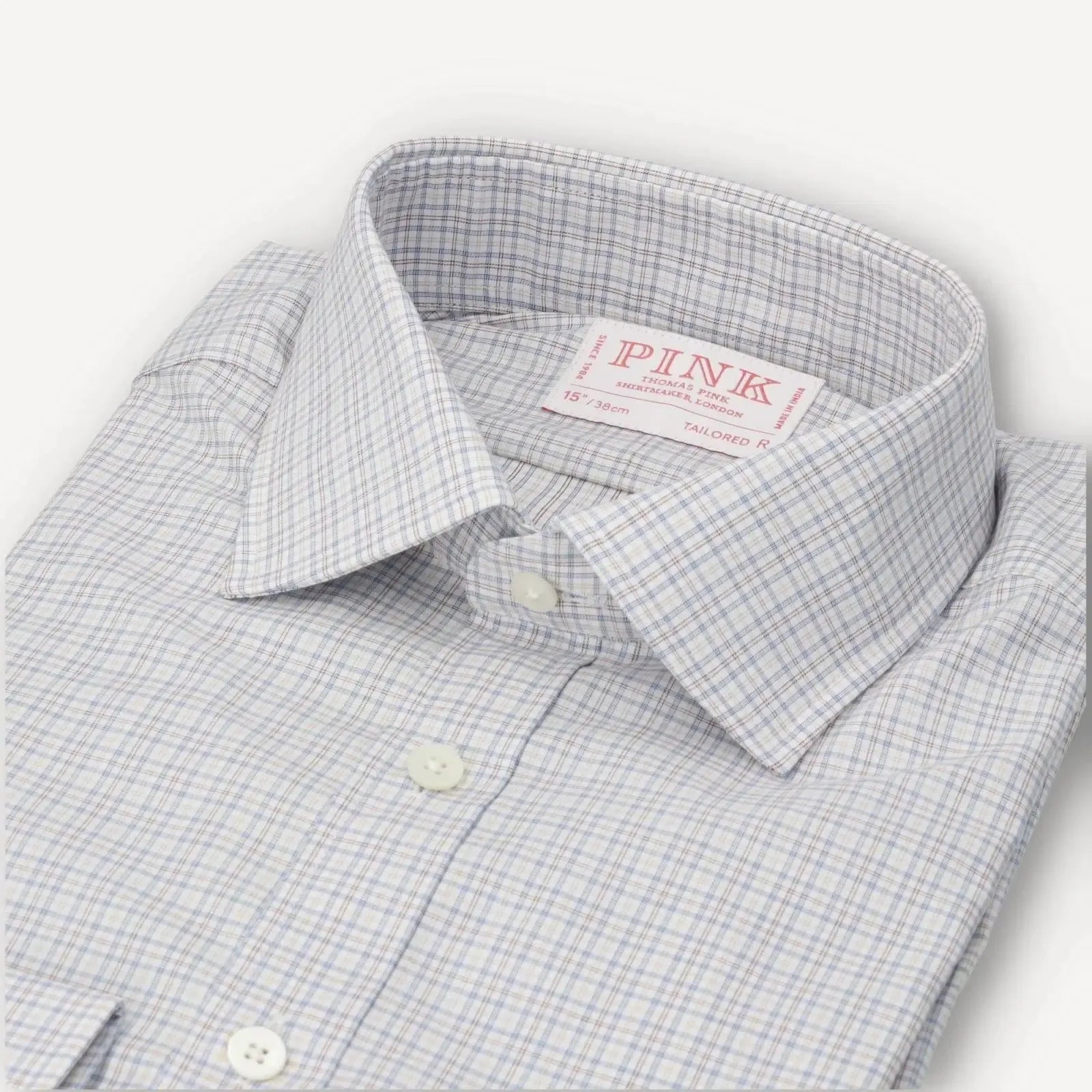Thomas Pink Tailored Fit Check Formal Shirt White Multi-MALFORD OF LONDON SAVILE ROW MENSWEAR OUTLET