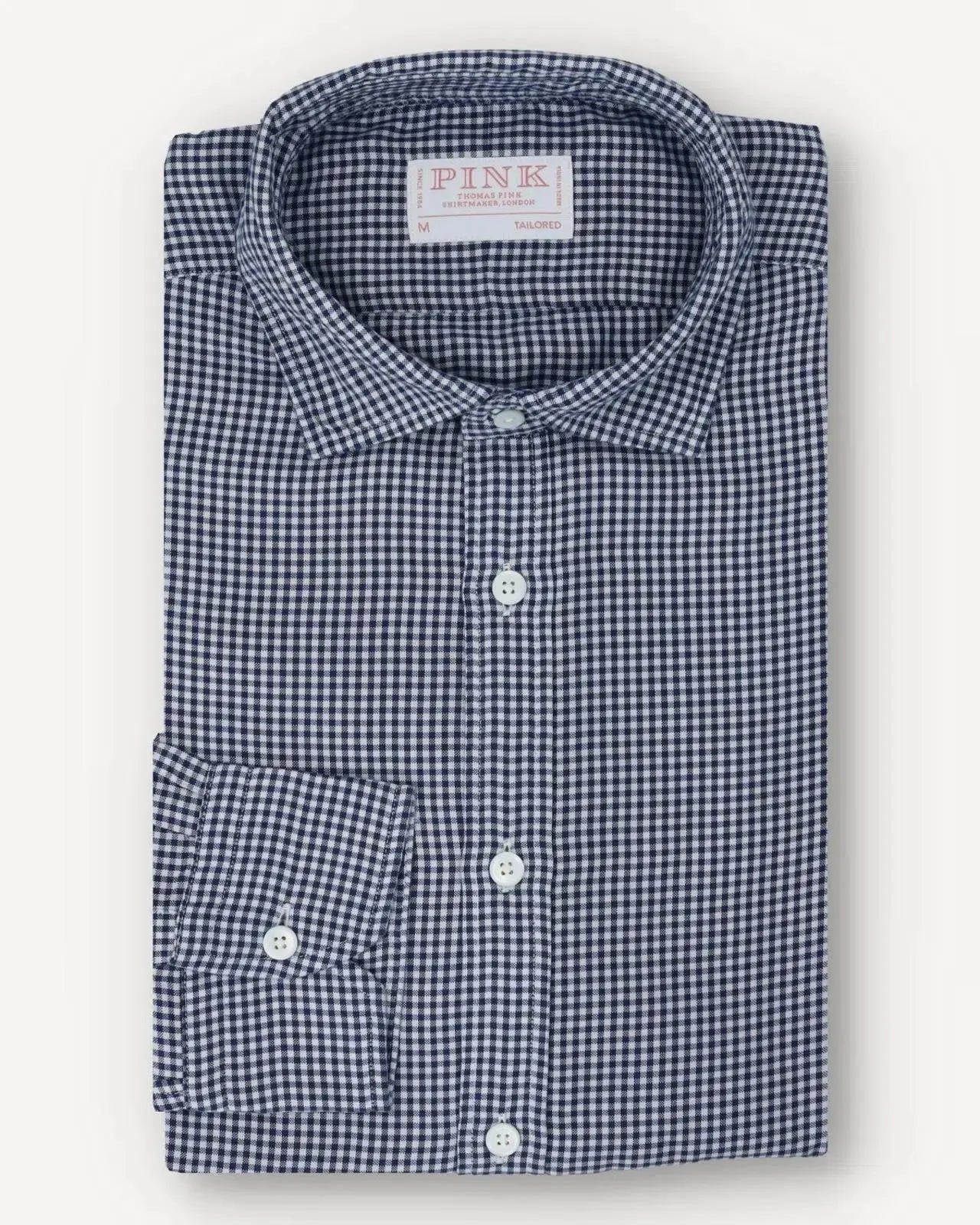 Thomas Pink Tailored Fit Check Smart Casual Shirt Navy White-MALFORD OF LONDON SAVILE ROW MENSWEAR OUTLET