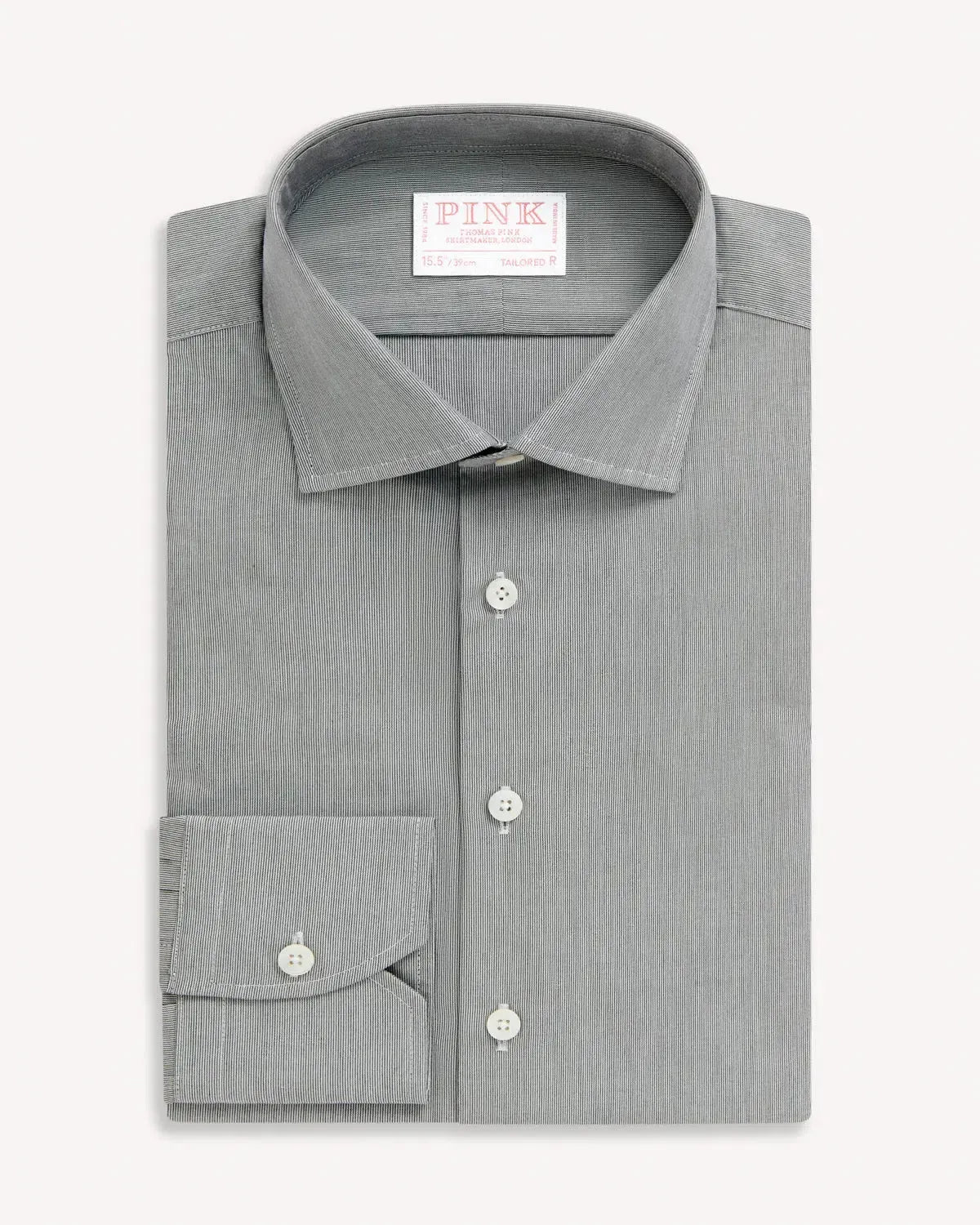 Thomas Pink Tailored Fit Formal Fine Stripe Shirt Black/White-MALFORD OF LONDON SAVILE ROW MENSWEAR OUTLET