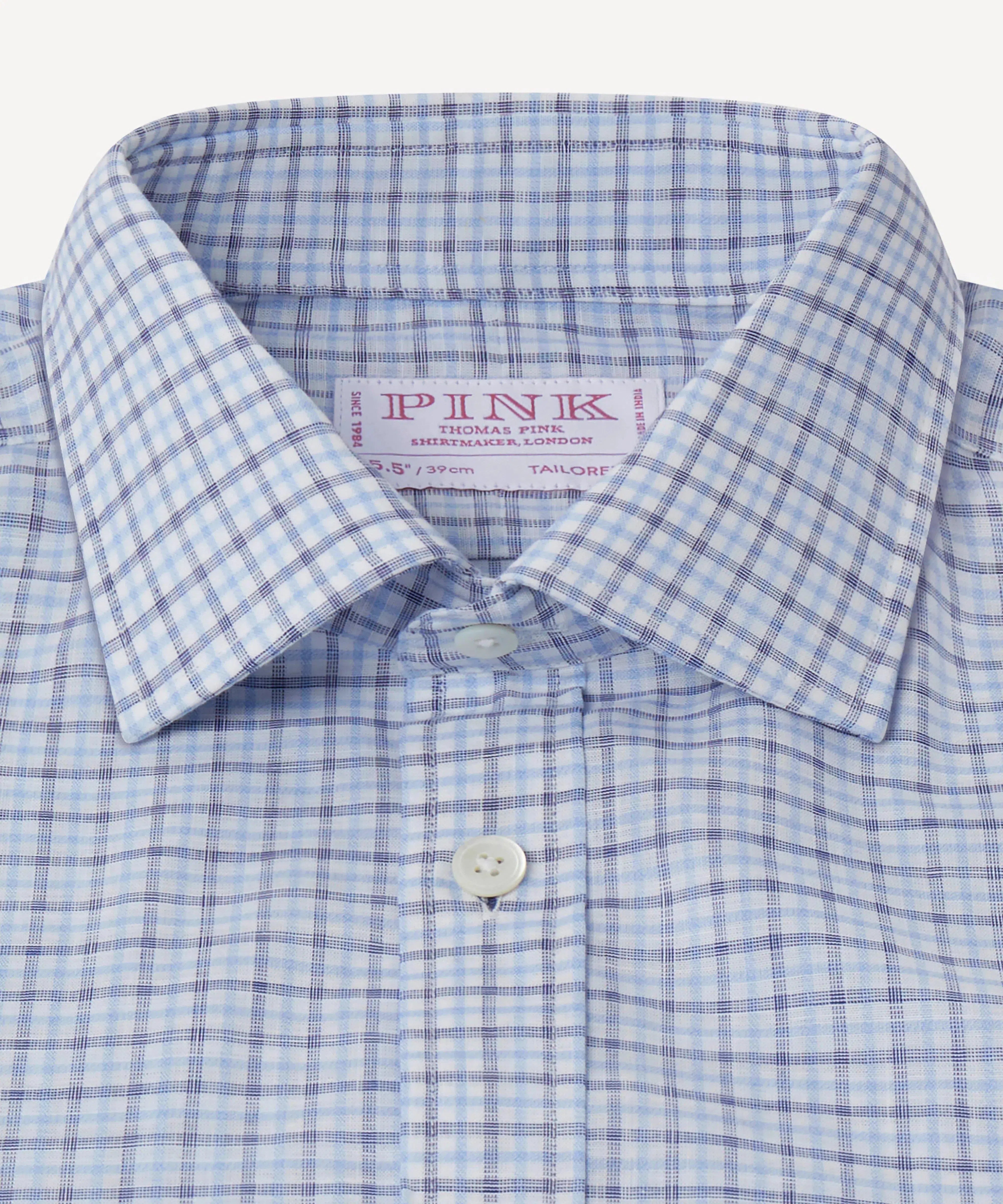 Thomas Pink Tailored Fit Formal Overcheck Shirt-MALFORD OF LONDON SAVILE ROW MENSWEAR OUTLET