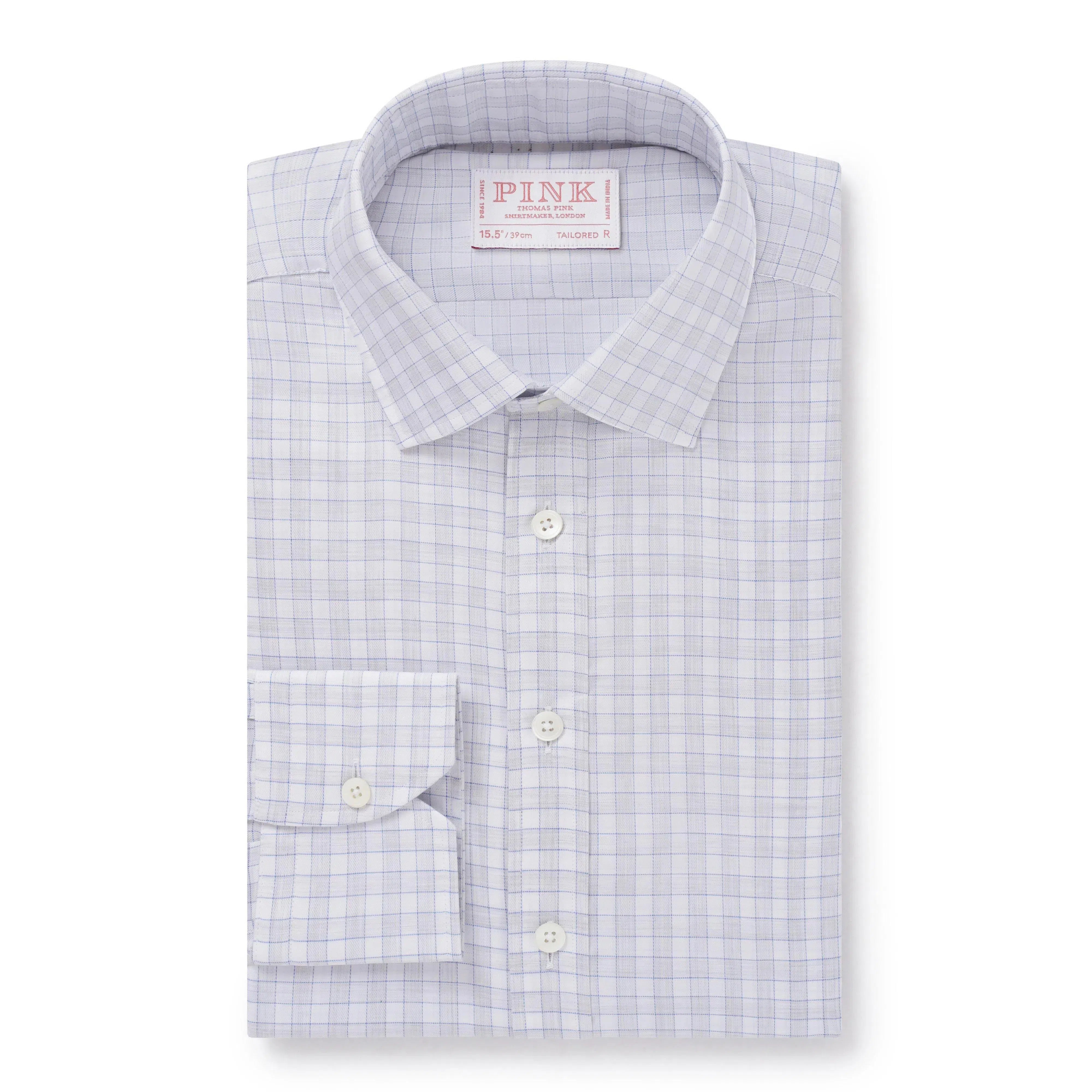 Thomas Pink Tailored Fit Formal Twill Graph Check Shirt-MALFORD OF LONDON SAVILE ROW MENSWEAR OUTLET