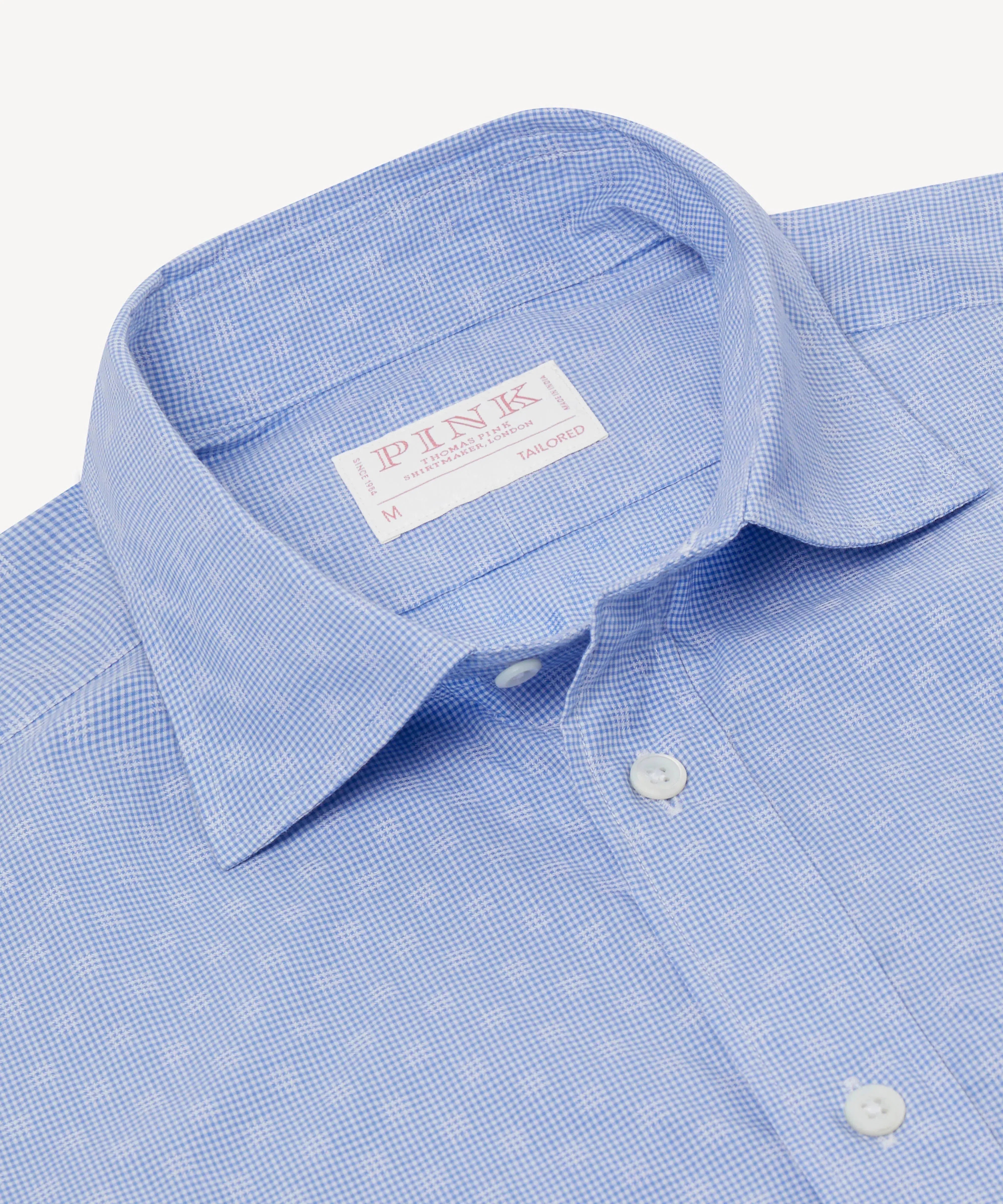 Thomas Pink Tailored Fit Smart Casual Micro Gingham Shirt-MALFORD OF LONDON SAVILE ROW MENSWEAR OUTLET
